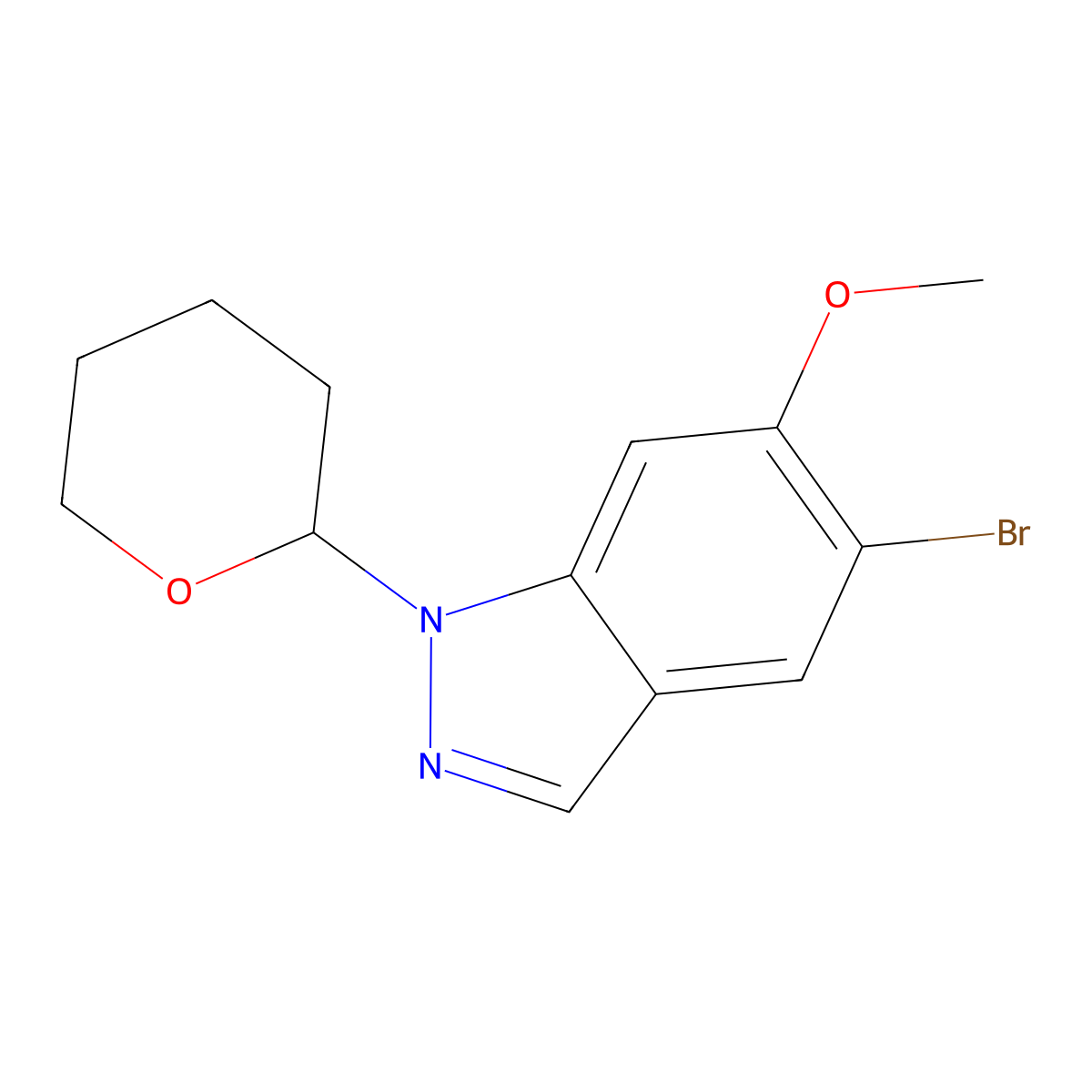 5-Bromo-6-methoxy-1-(tetrahydro-2H-pyran-2-yl)-1H-indazole molecular structure, CAS 1613504-83-8