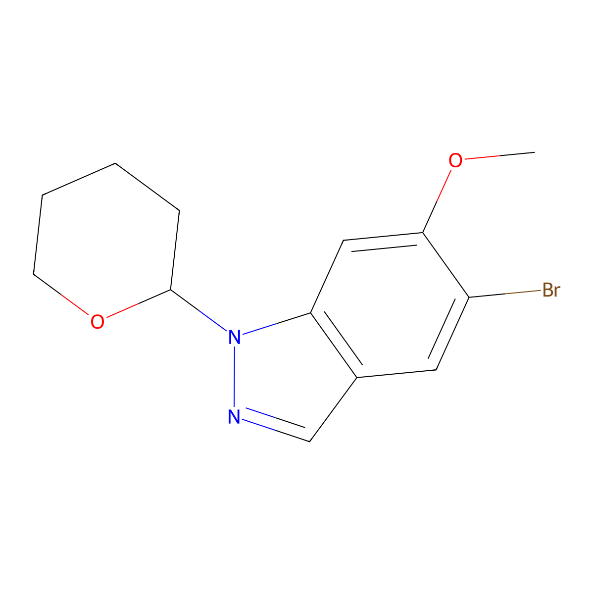 5-Bromo-6-methoxy-1-(tetrahydro-2H-pyran-2-yl)-1H-indazole molecular structure, CAS 1613504-83-8