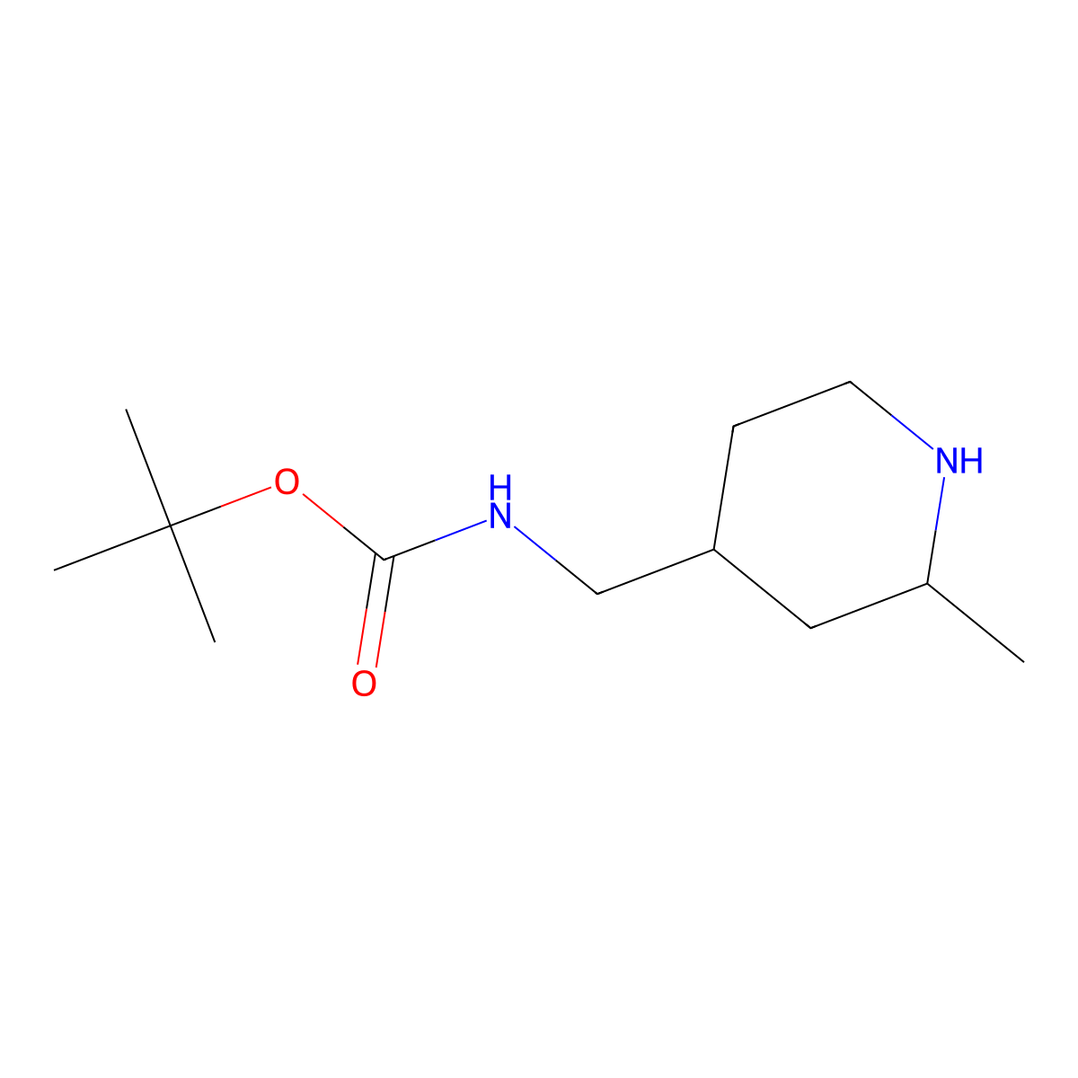 tert-Butyl N-[(2-methylpiperidin-4-yl)methyl]carbamate molecular structure, CAS 1613512-95-0