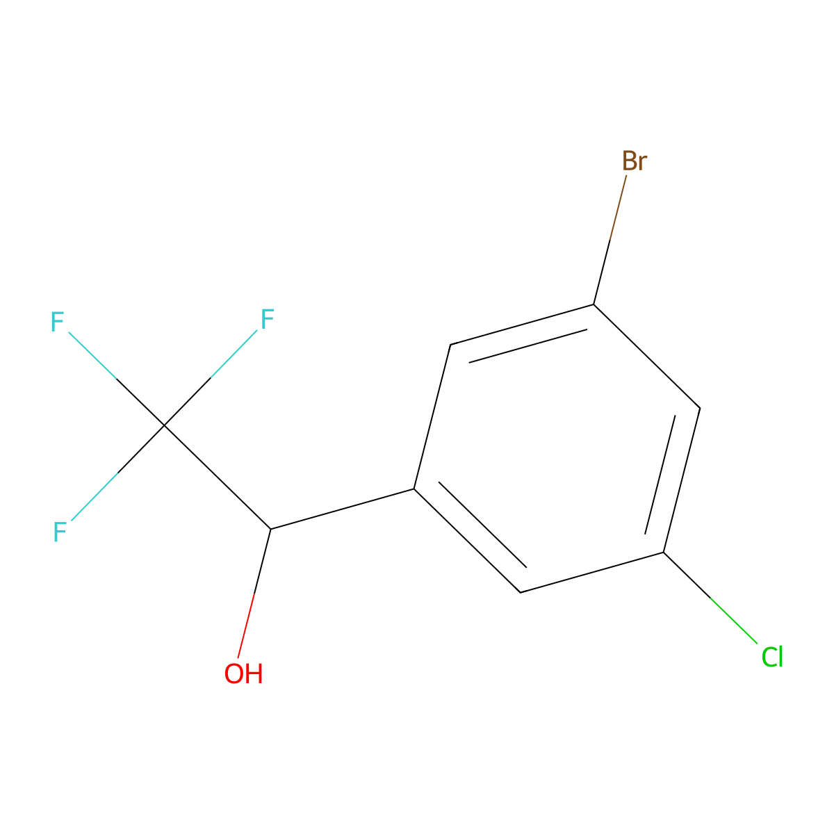 1-(3-Bromo-5-chlorophenyl)-2,2,2-trifluoroethan-1-ol molecular structure, CAS 1613518-86-7
