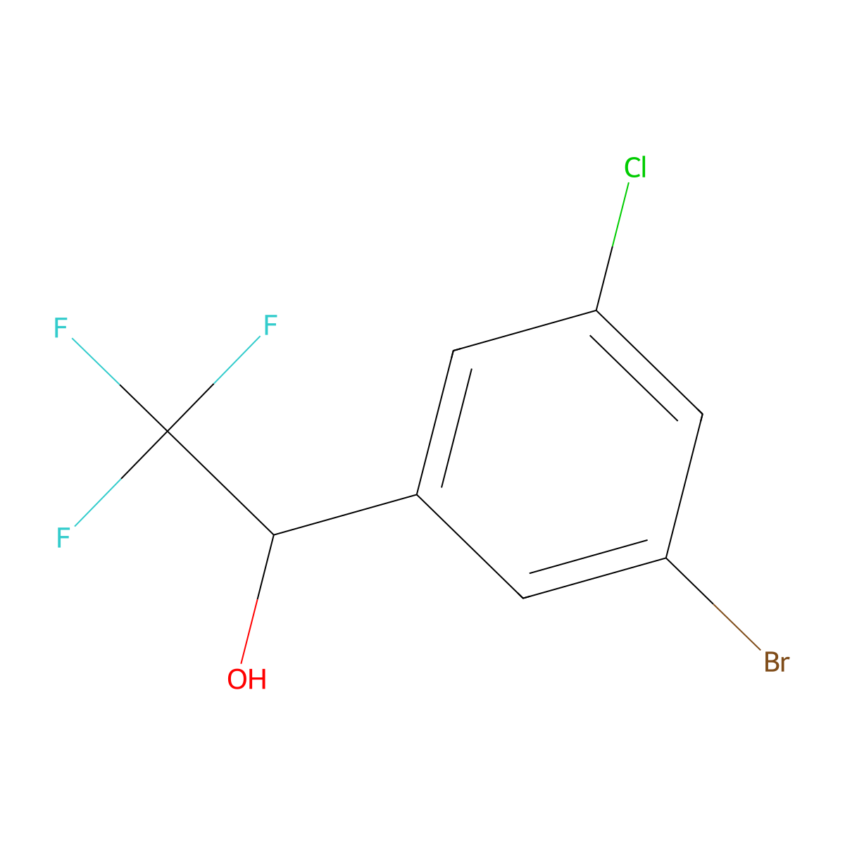 1-(3-Bromo-5-chlorophenyl)-2,2,2-trifluoroethan-1-ol molecular structure, CAS 1613518-86-7
