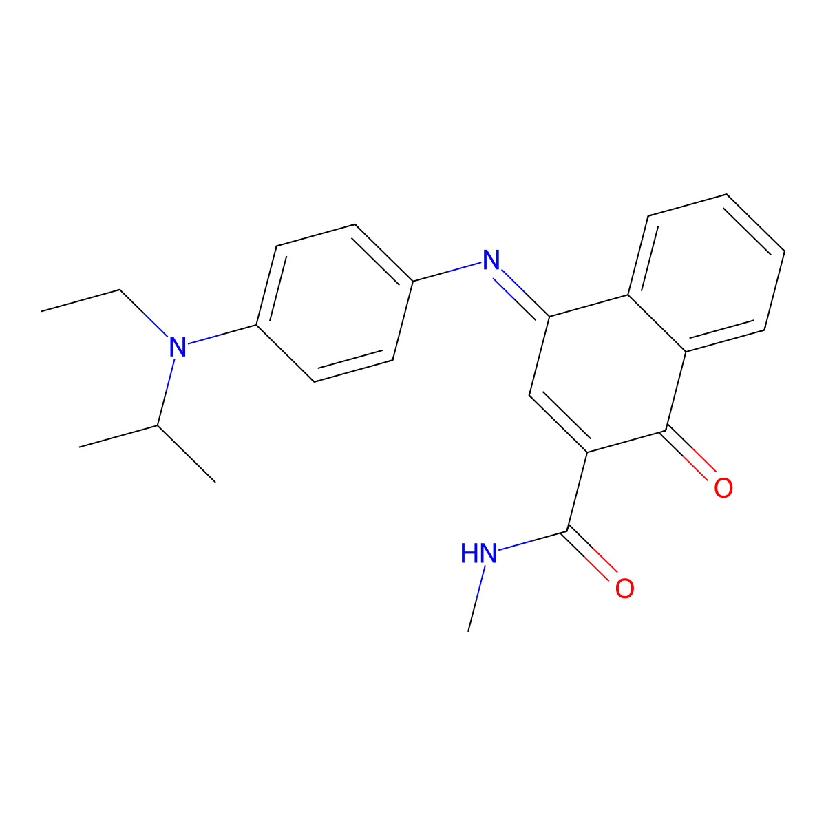 4-((4-(Ethyl(isopropyl)amino)phenyl)imino)-N-methyl-1-oxo-1,4-dihydronaphthalene-2-carboxamide molecular structure, CAS 161358-44-7