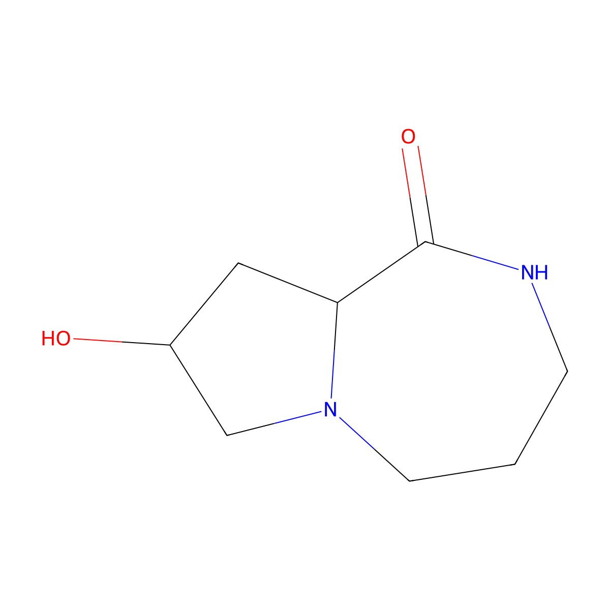 (8R,9aS)-8-hydroxy-2,3,4,5,7,8,9,9a-octahydropyrrolo[1,2-a][1,4]diazepin-1-one molecular structure, CAS 1613629-95-0
