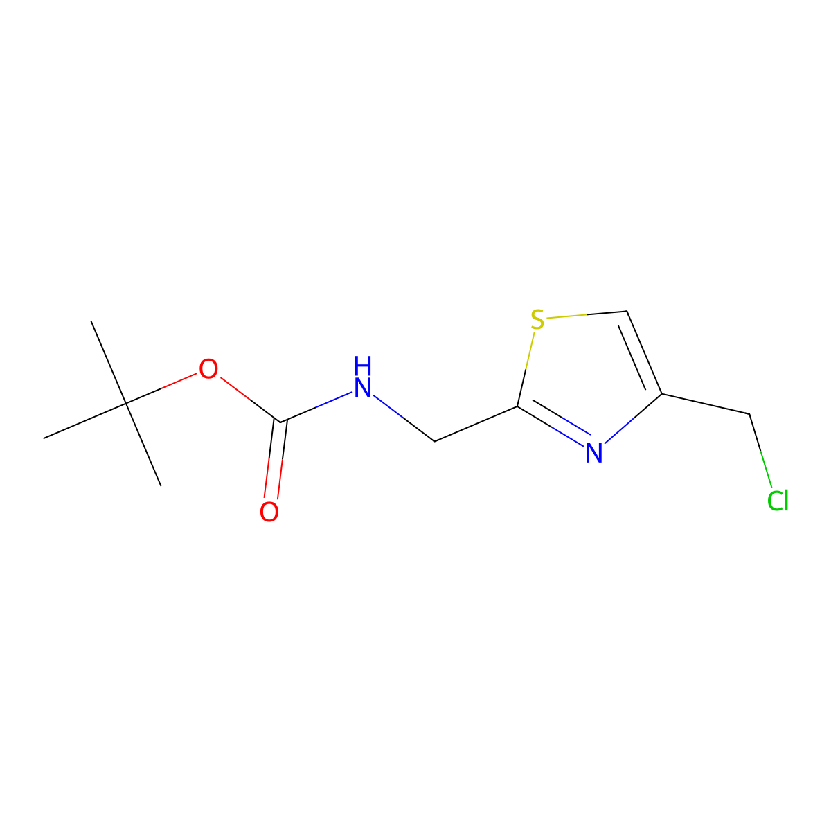 tert-butyl N-{[4-(chloromethyl)-1,3-thiazol-2-yl]methyl}carbamate molecular structure, CAS 1613637-69-6