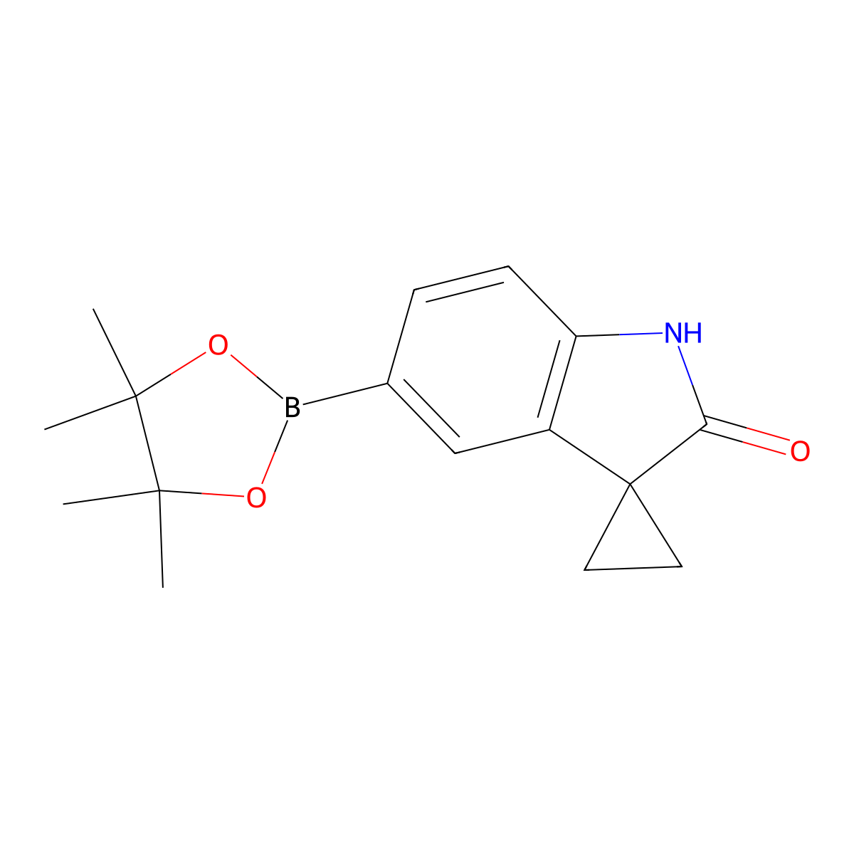 5'-(Tetramethyl-1,3,2-dioxaborolan-2-yl)-1',2'-dihydrospiro[cyclopropane-1,3'-indole]-2'-one molecular structure, CAS 1613639-40-9