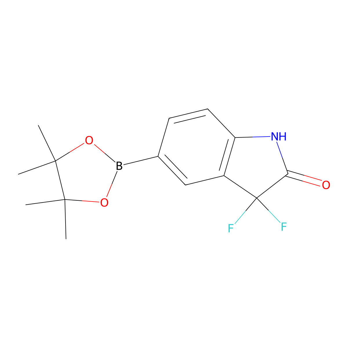 3,3-Difluoro-5-(4,4,5,5-tetramethyl-1,3,2-dioxaborolan-2-yl)indolin-2-one molecular structure, CAS 1613639-41-0