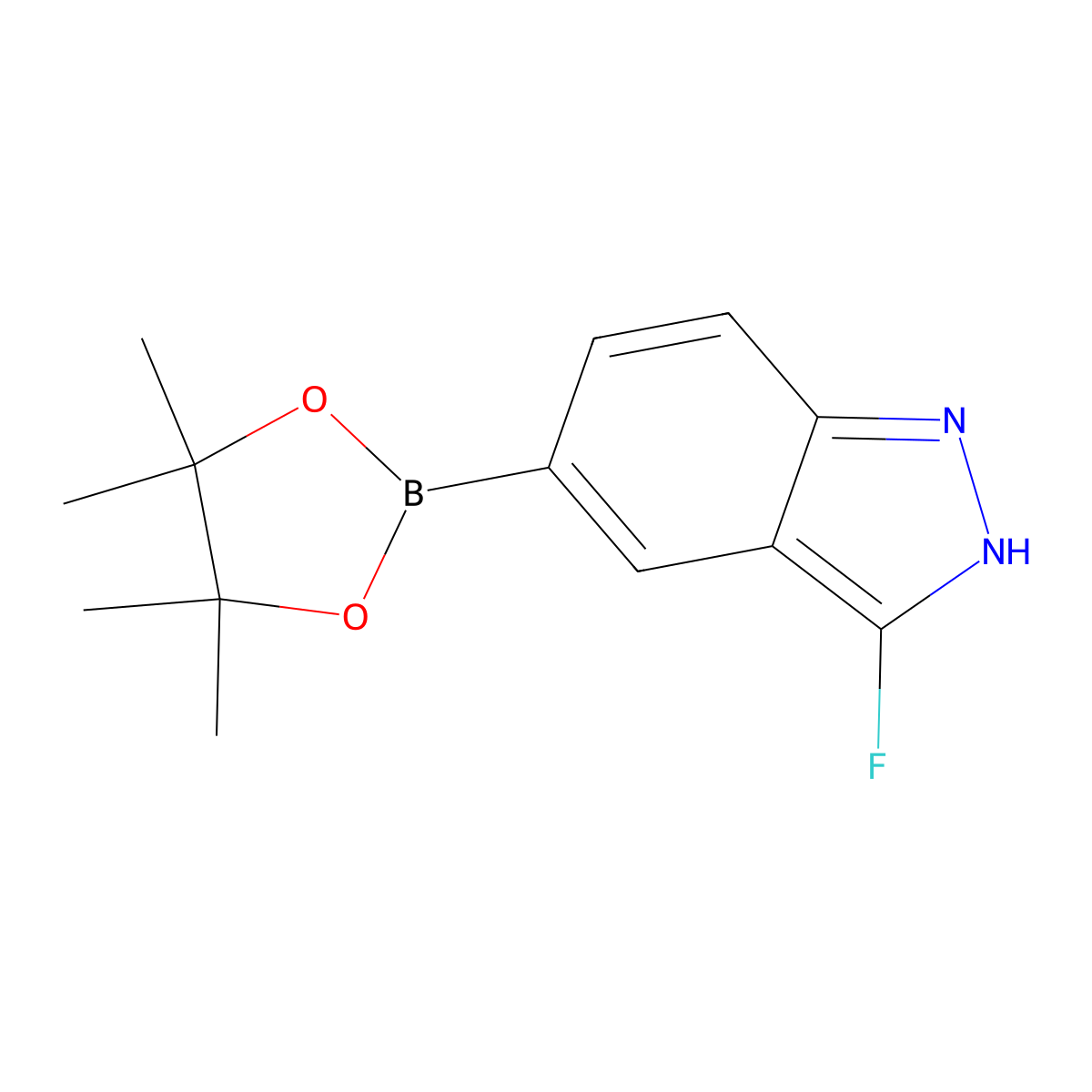 3-fluoro-5-(4,4,5,5-tetramethyl-1,3,2-dioxaborolan-2-yl)-1H-indazole molecular structure, CAS 1613639-46-5