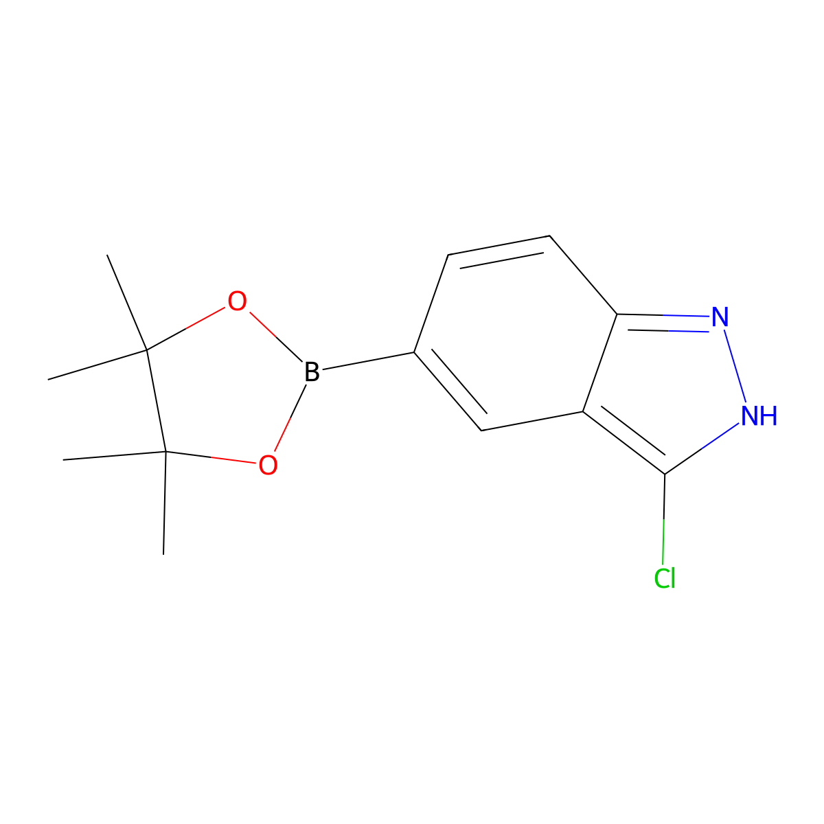 3-chloro-5-(4,4,5,5-tetramethyl-1,3,2-dioxaborolan-2-yl)-1H-indazole molecular structure, CAS 1613639-49-8