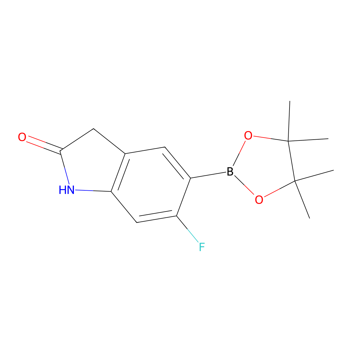 6-fluoro-5-(tetramethyl-1,3,2-dioxaborolan-2-yl)-2,3-dihydro-1H-indol-2-one molecular structure, CAS 1613639-75-0