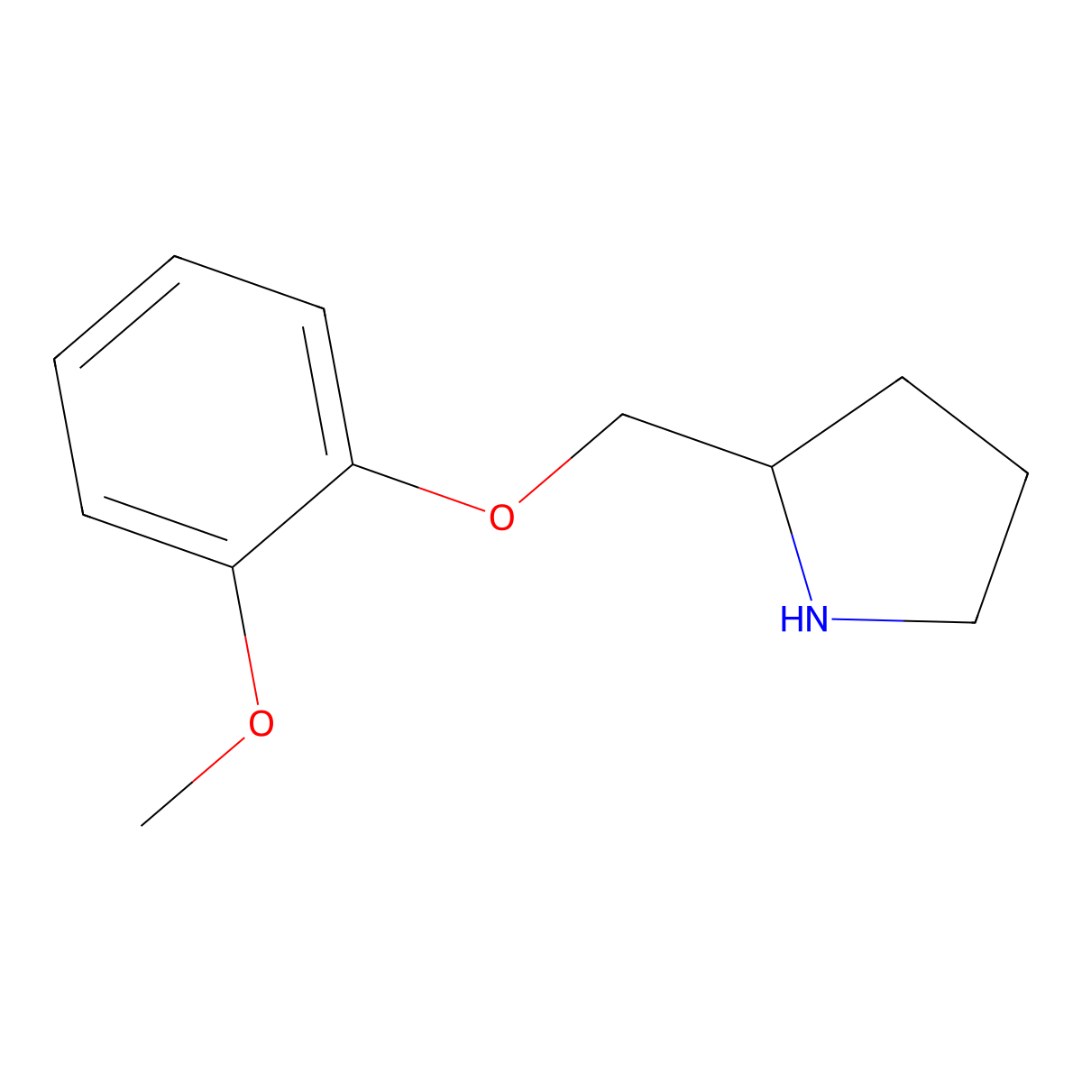 (2R)-2-[(2-methoxyphenoxy)methyl]pyrrolidine molecular structure, CAS 161364-83-6