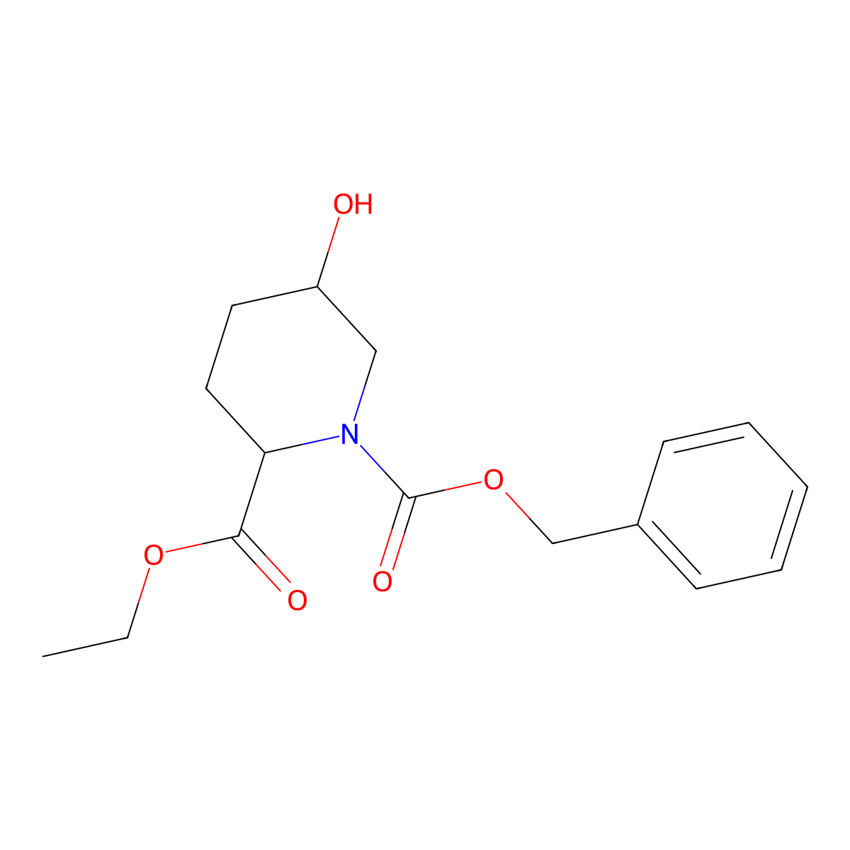 (2S*,5S*)-1-benzyl 2-ethyl 5-hydroxypiperidine-1,2-dicarboxylate molecular structure, CAS 1613640-67-7
