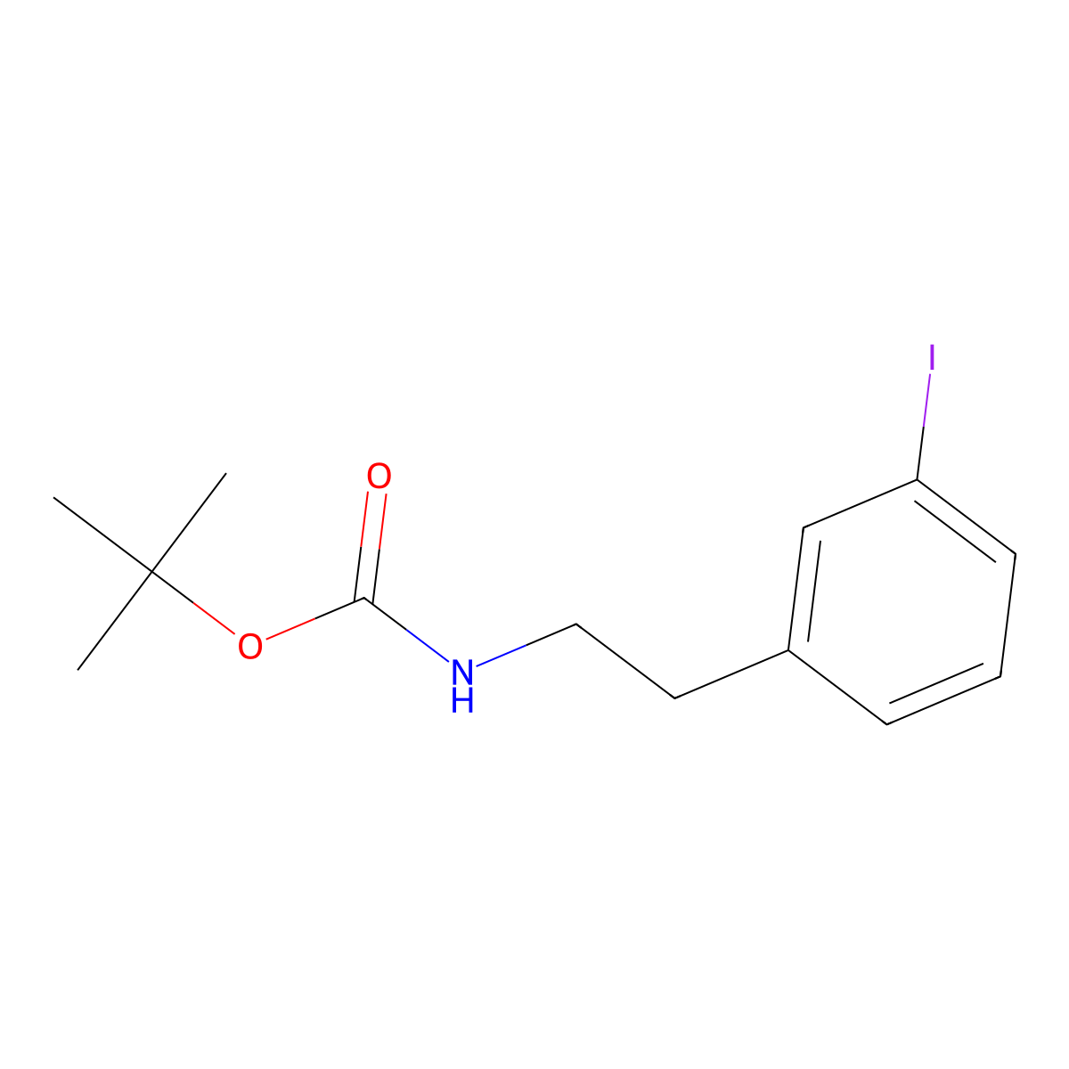 tert-butyl N-[2-(3-iodophenyl)ethyl]carbamate molecular structure, CAS 1613642-60-6