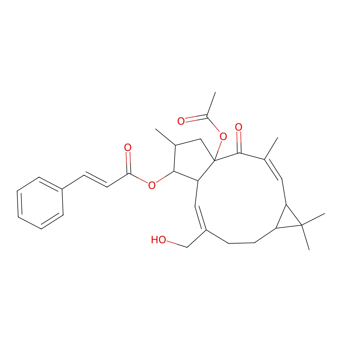 [1-Acetyloxy-10-(hydroxymethyl)-3,6,6,14-tetramethyl-2-oxo-13-tricyclo[10.3.0.05,7]pentadeca-3,10-dienyl] 3-phenylprop-2-enoate molecular structure, CAS 1613700-09-6