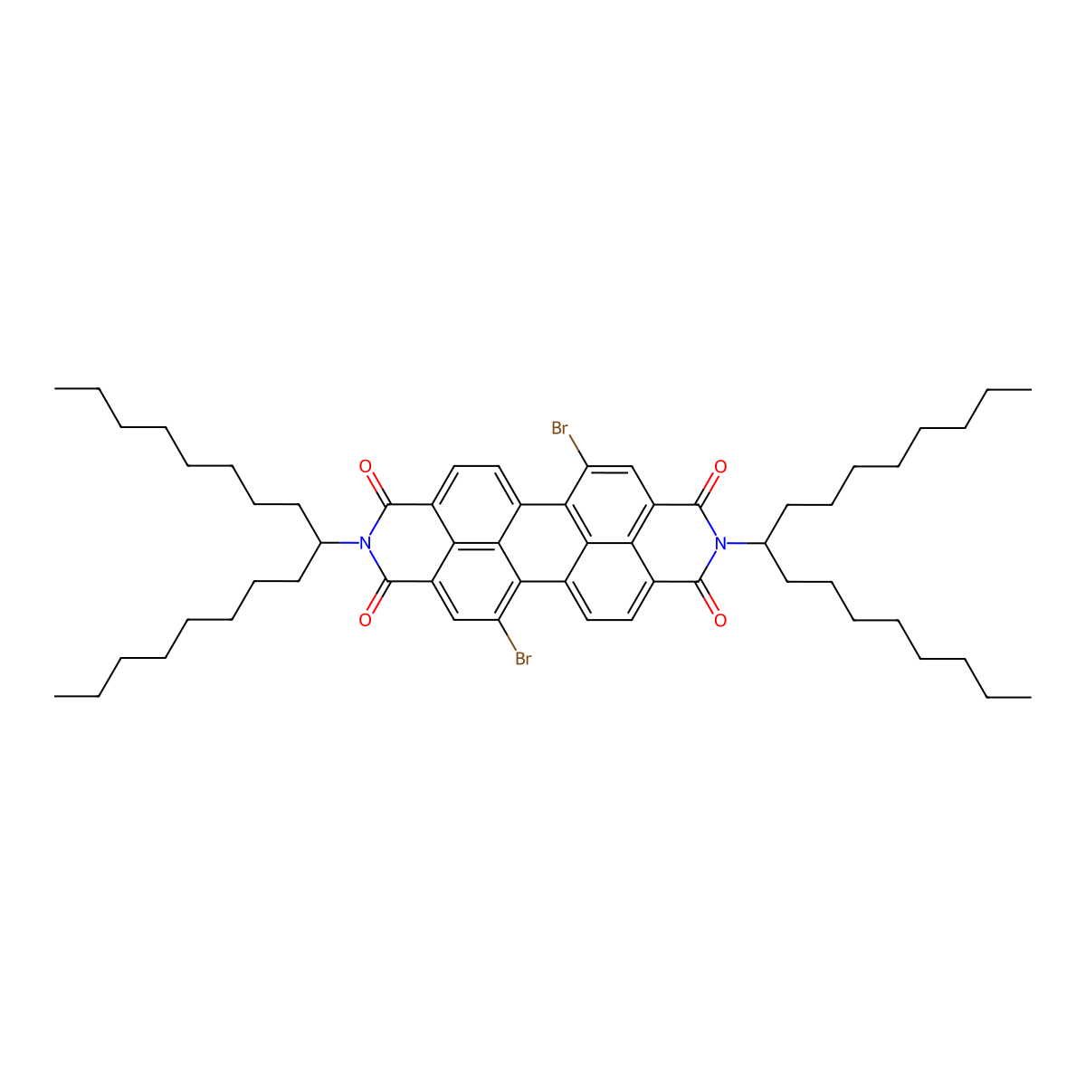 5,12-Dibromo-2,9-di(heptadecan-9-yl)anthra[2,1,9-def:6,5,10-d'e'f']diisoquinoline-1,3,8,10(2H,9H)-tetraone molecular structure, CAS 1613705-09-1