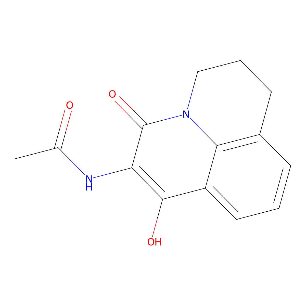 N-(7-hydroxy-5-oxo-2,3-dihydro-1H,5H-pyrido[3,2,1-ij]quinolin-6-yl)acetamide molecular structure, CAS 161371-19-3