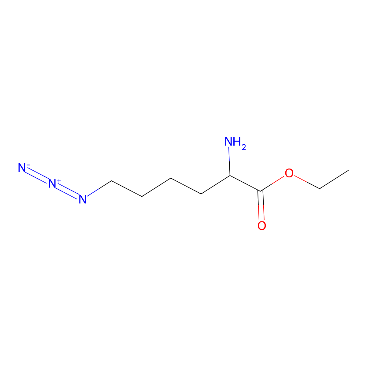 ethyl (2S)-2-amino-6-azidohexanoate molecular structure, CAS 1613713-26-0