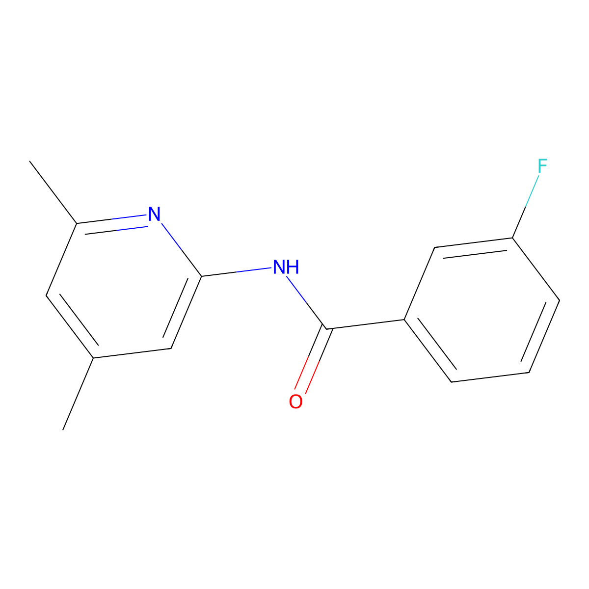 N-(4,6-dimethylpyridin-2-yl)-3-fluorobenzamide molecular structure, CAS 161372-82-3