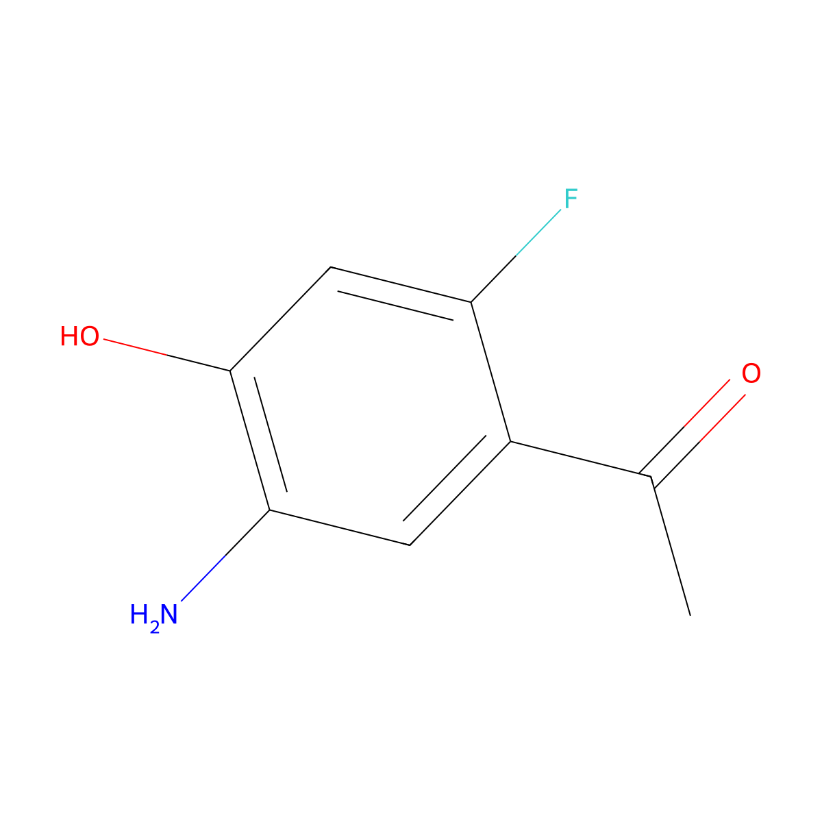 1-(5-Amino-2-fluoro-4-hydroxyphenyl)ethan-1-one molecular structure, CAS 1613720-25-4