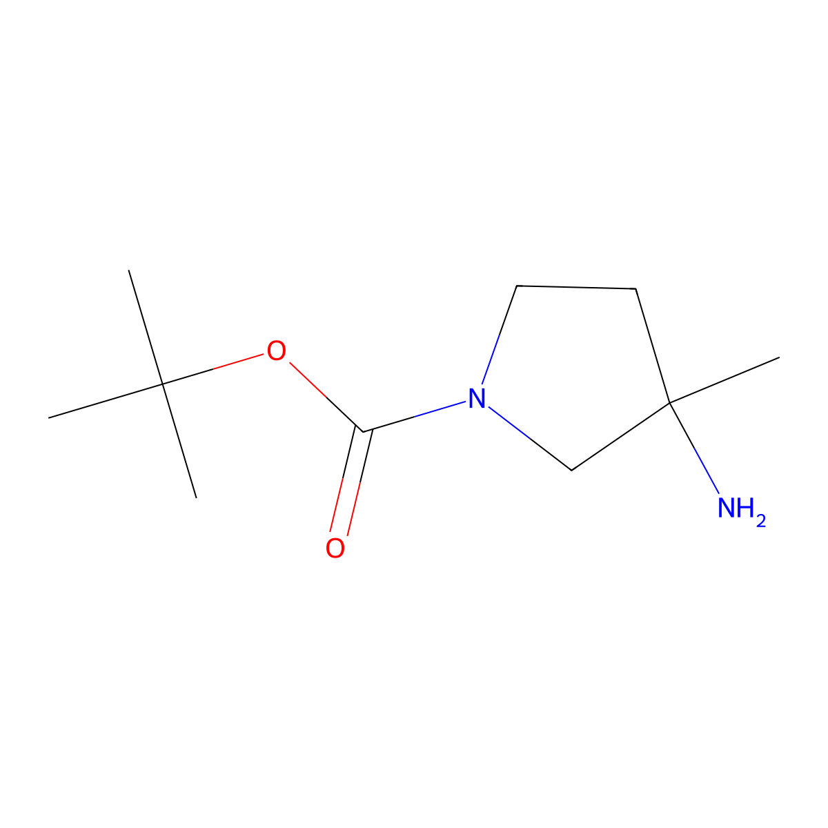 (S)-t-Butyl 3-amino-3-methylpyrrolidine-1-carboxylate molecular structure, CAS 1613721-23-5