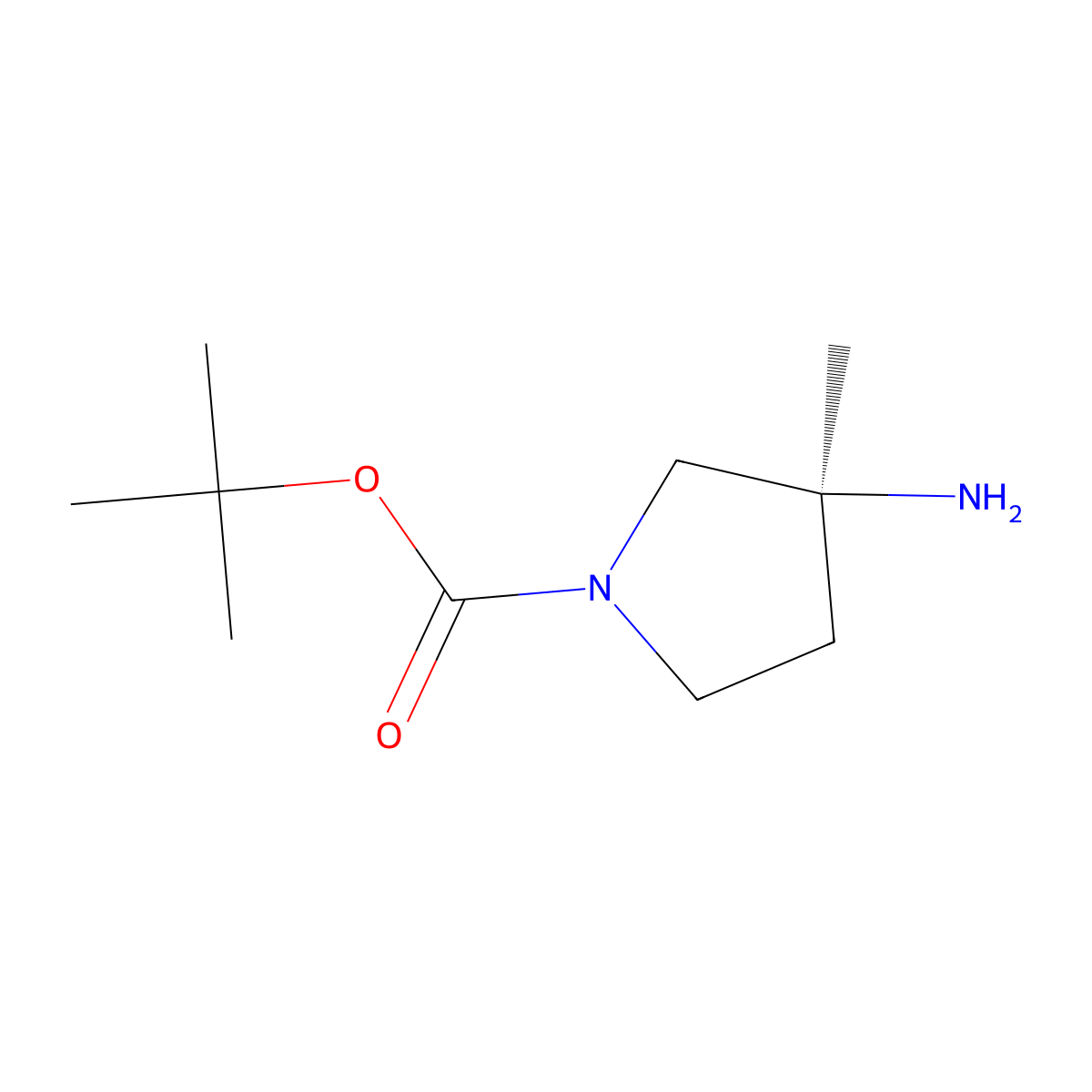 (S)-t-Butyl 3-amino-3-methylpyrrolidine-1-carboxylate molecular structure, CAS 1613721-23-5
