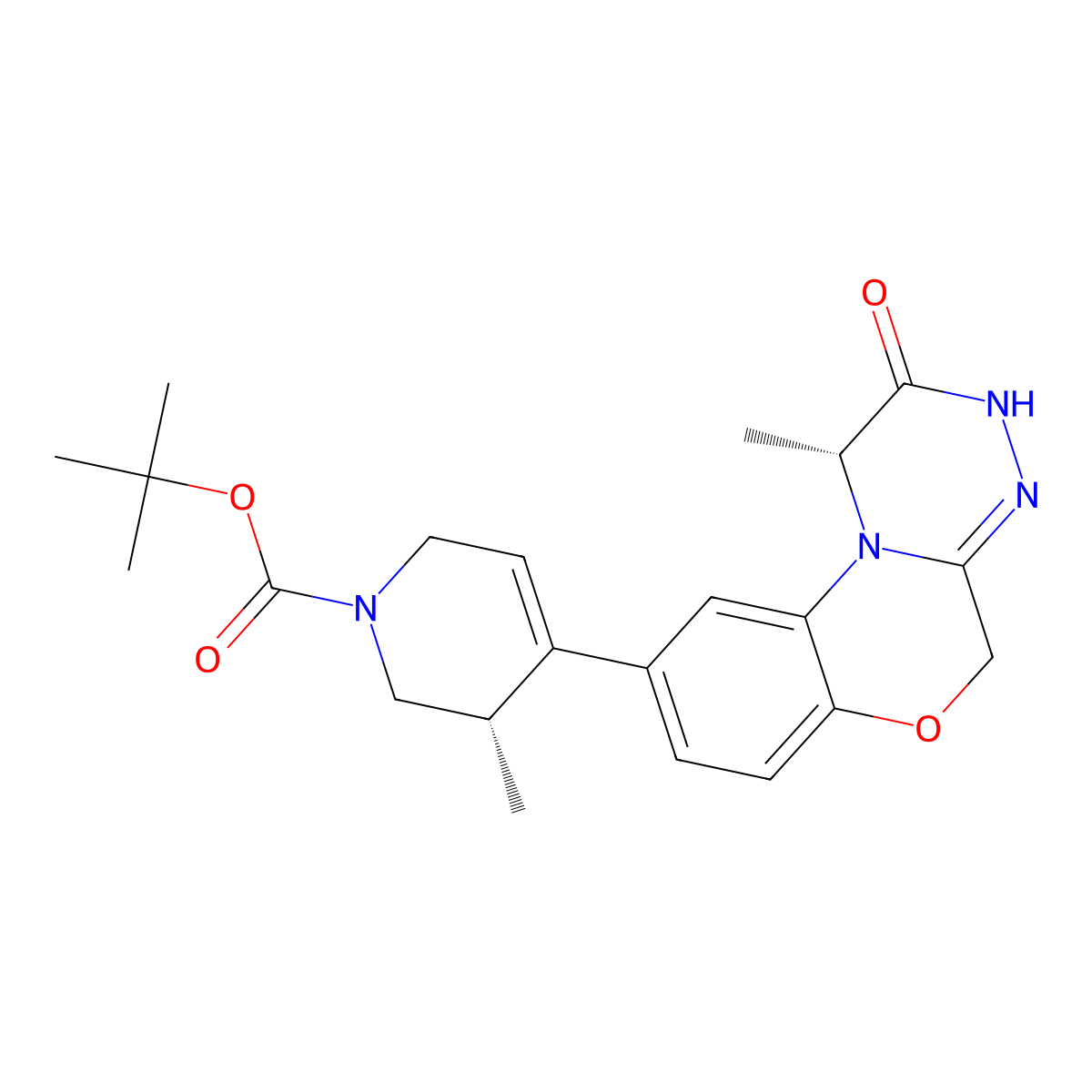(S)-tert-Butyl 5-methyl-4-((R)-1-methyl-2-oxo-1,2,3,5-tetrahydrobenzo[5,6][1,4]oxazino[3,4-c][1,2,4]triazin-9-yl)-5,6-dihydropyridine-1(2H)-carboxylate molecular structure, CAS 1613722-45-4