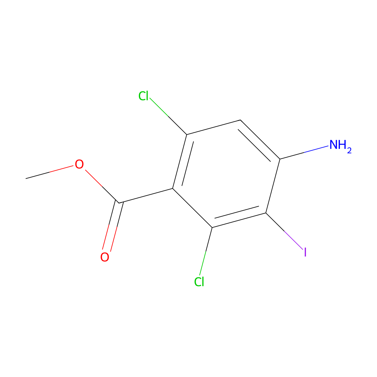 Methyl 4-amino-2,6-dichloro-3-iodobenzoate molecular structure, CAS 1613730-11-2