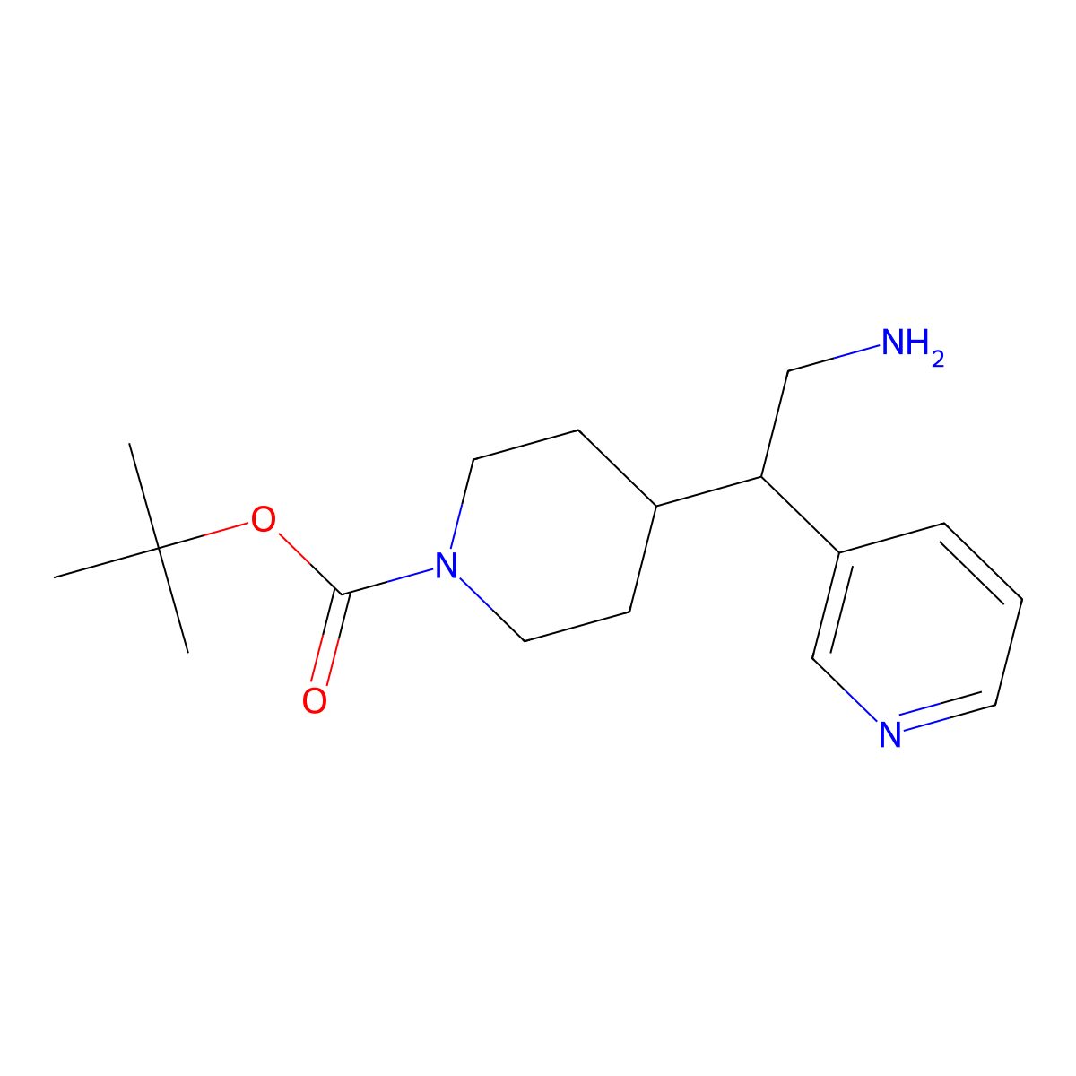 tert-Butyl 4-(2-amino-1-(pyridin-3-yl)ethyl)piperidine-1-carboxylate molecular structure, CAS 1613731-86-4