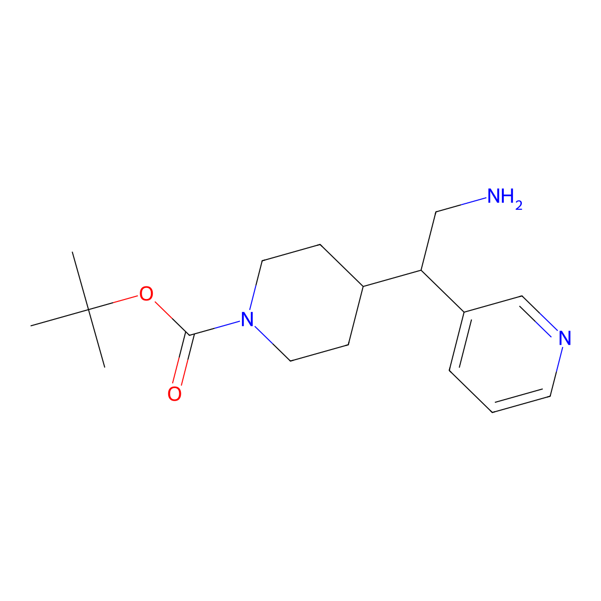 tert-Butyl 4-(2-amino-1-(pyridin-3-yl)ethyl)piperidine-1-carboxylate molecular structure, CAS 1613731-86-4