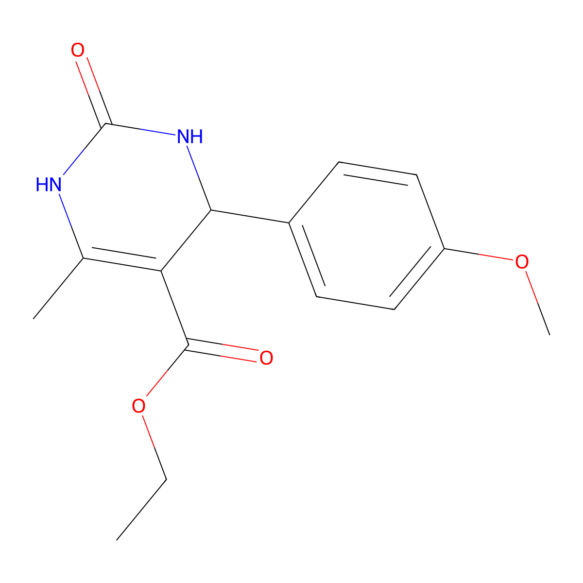 Ethyl 4-(4-methoxyphenyl)-6-methyl-2-oxo-1,2,3,4-tetrahydropyrimidine-5-carboxylate molecular structure, CAS 161374-07-8