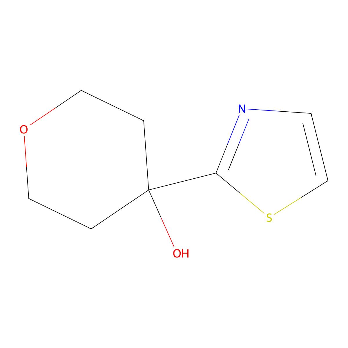 4-(1,3-Thiazol-2-yl)oxan-4-ol molecular structure, CAS 161385-93-9