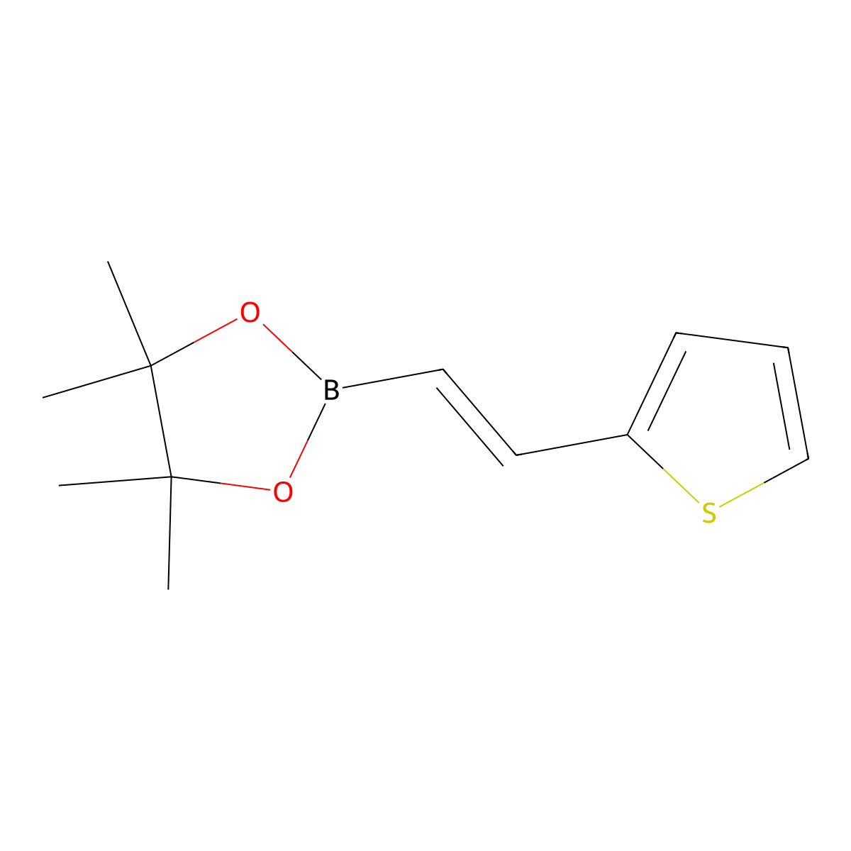 4,4,5,5-tetramethyl-2-((1E)-2-(thiophen-2-yl)ethenyl)-1,3,2-dioxaborolane molecular structure, CAS 161395-82-0