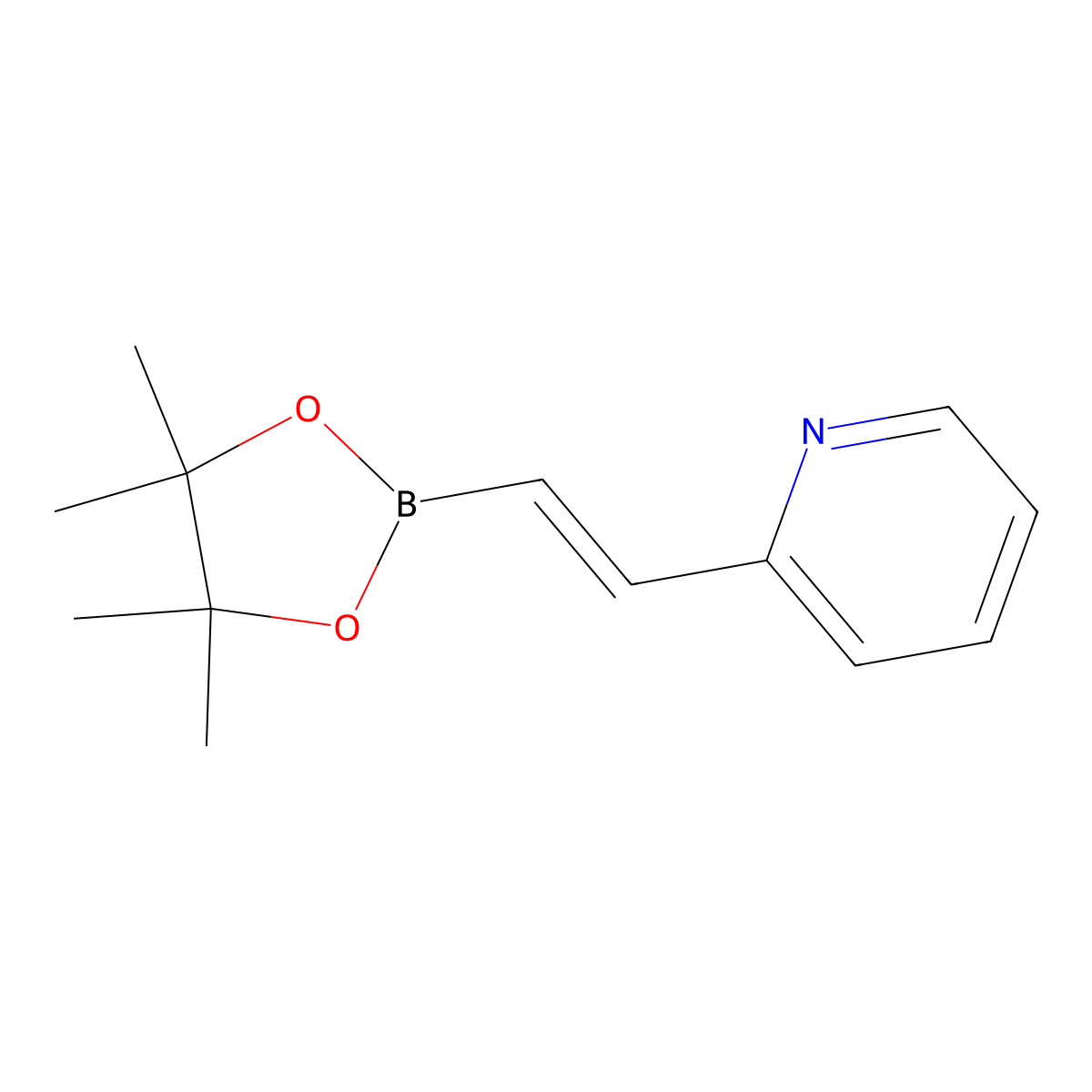 2-((E)-2-(tetramethyl-1,3,2-dioxaborolan-2-yl)ethenyl)pyridine molecular structure, CAS 161395-83-1