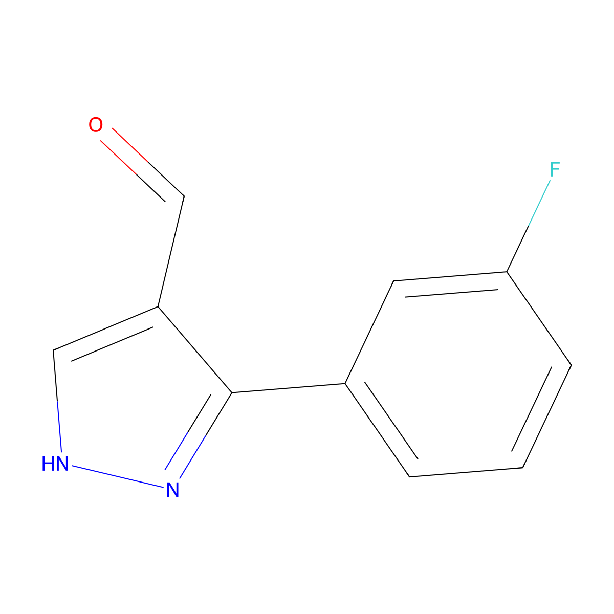 3-(3-fluorophenyl)-1H-pyrazole-4-carbaldehyde molecular structure, CAS 161398-15-8