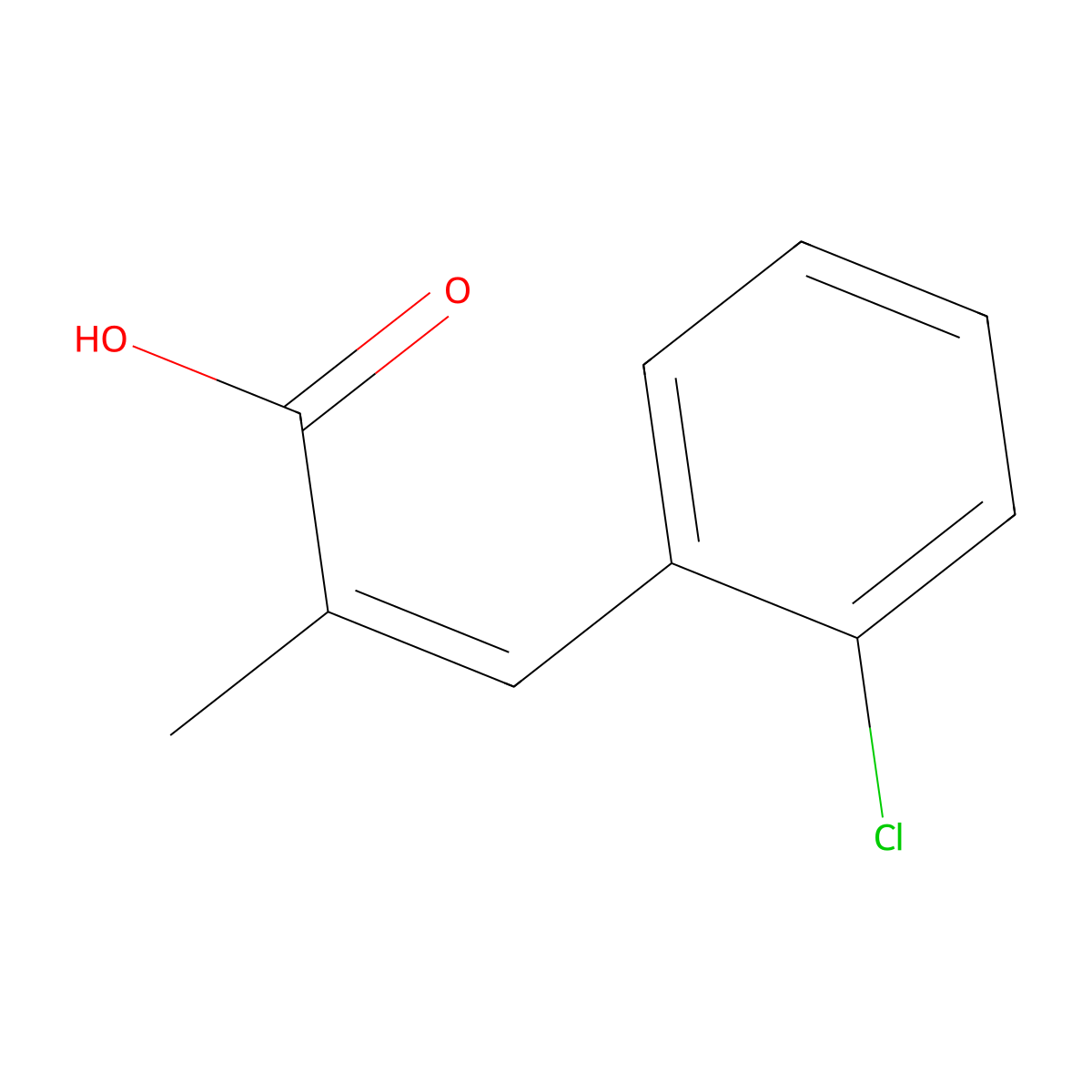 2-Propenoic acid, 3-(2-chlorophenyl)-2-methyl- molecular structure, CAS 1614-98-8
