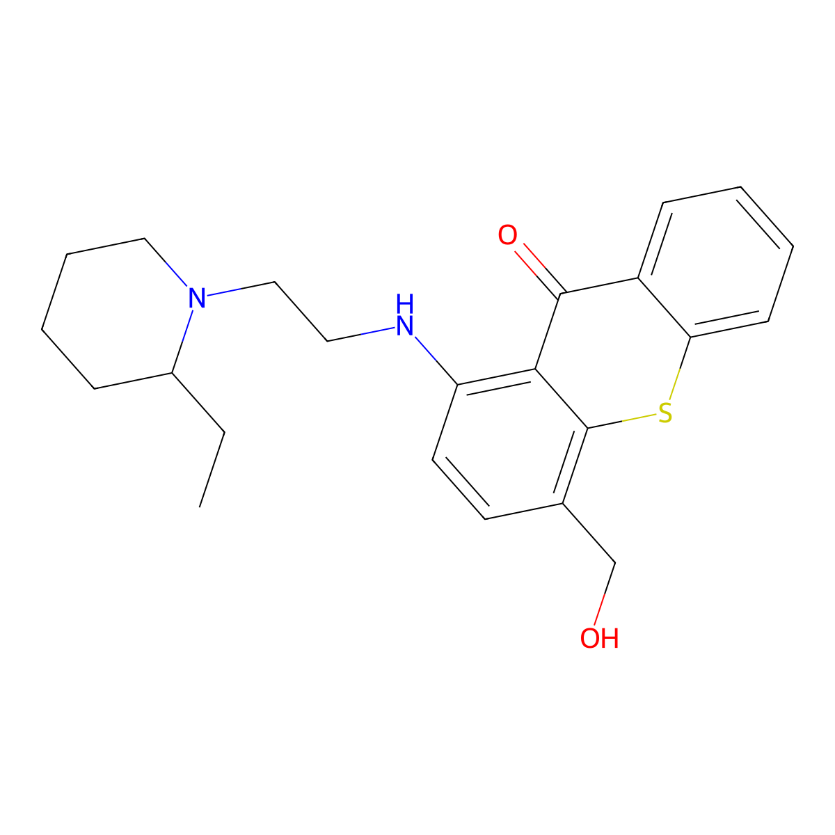 Thioxanthen-9-one, 1-((2-(2-ethylpiperidino)ethyl)amino)-4-(hydroxymethyl)- molecular structure, CAS 16140-35-5