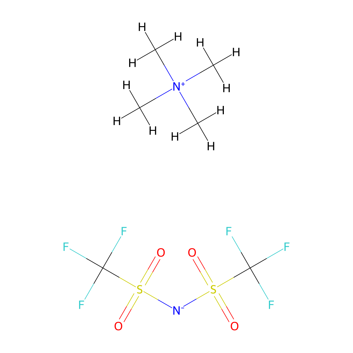 Tetramethylammonium bis(trifluoromethanesulfonyl)imide molecular structure, CAS 161401-25-8