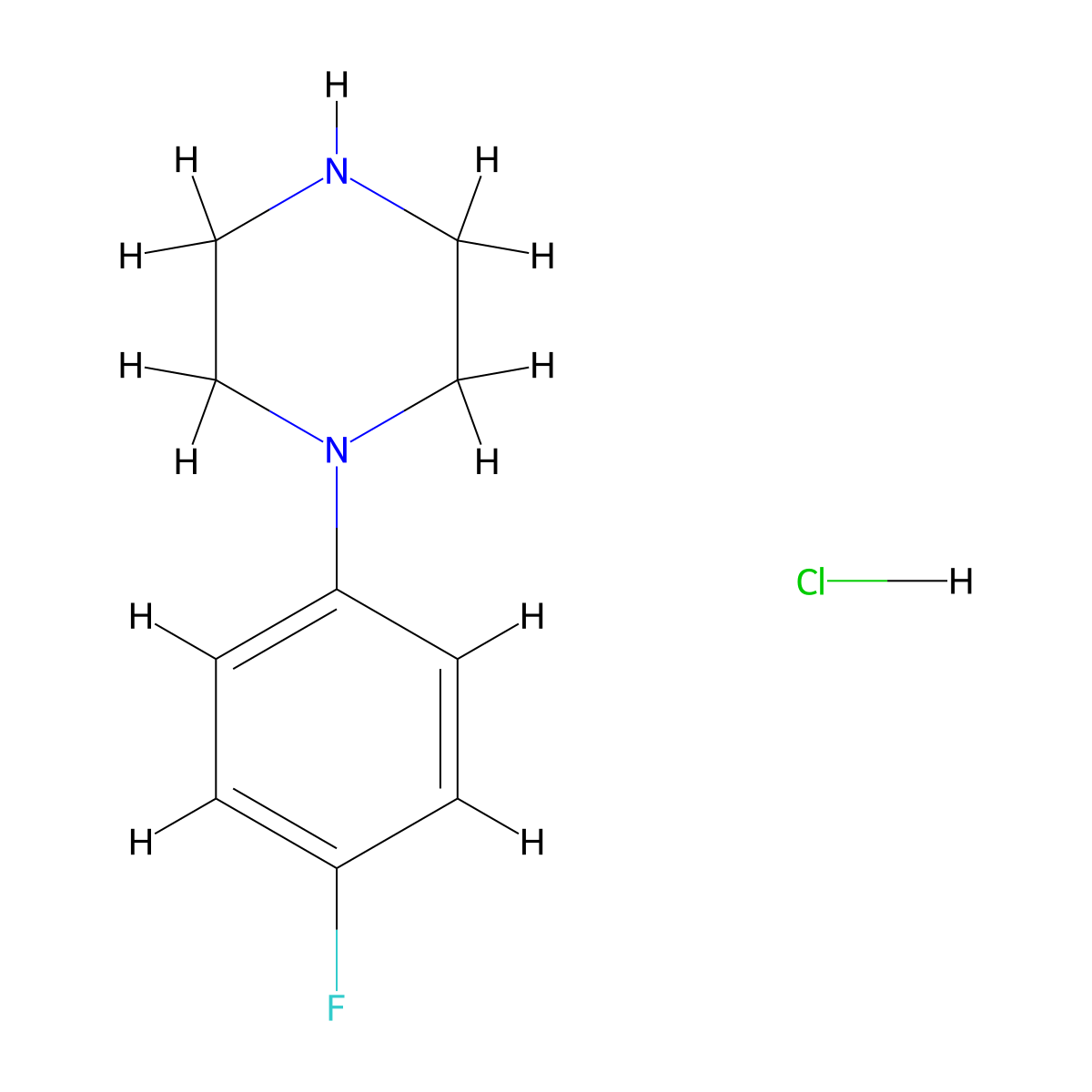 1-(4-Fluorophenyl)piperazine hydrochloride molecular structure, CAS 16141-90-5
