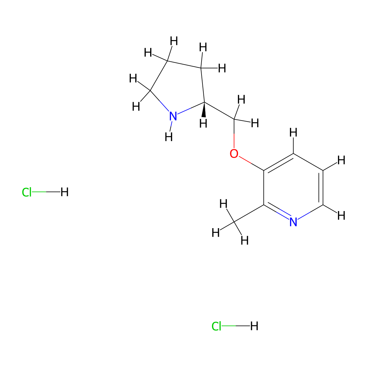 2-methyl-3-(2-pyrrolidinylmethoxy)pyridine dihydrochloride, (R)- molecular structure, CAS 161416-85-9