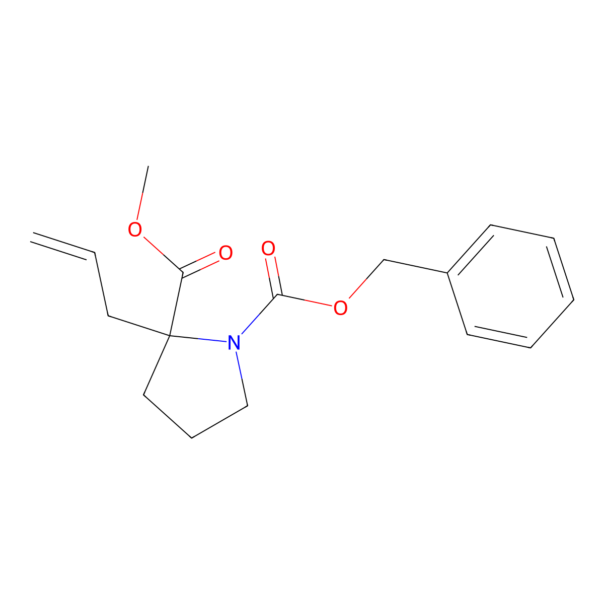 1,2-Pyrrolidinedicarboxylic acid, 2-(2-propen-1-yl)-, 2-methyl 1-(phenylmethyl) ester molecular structure, CAS 161417-43-2