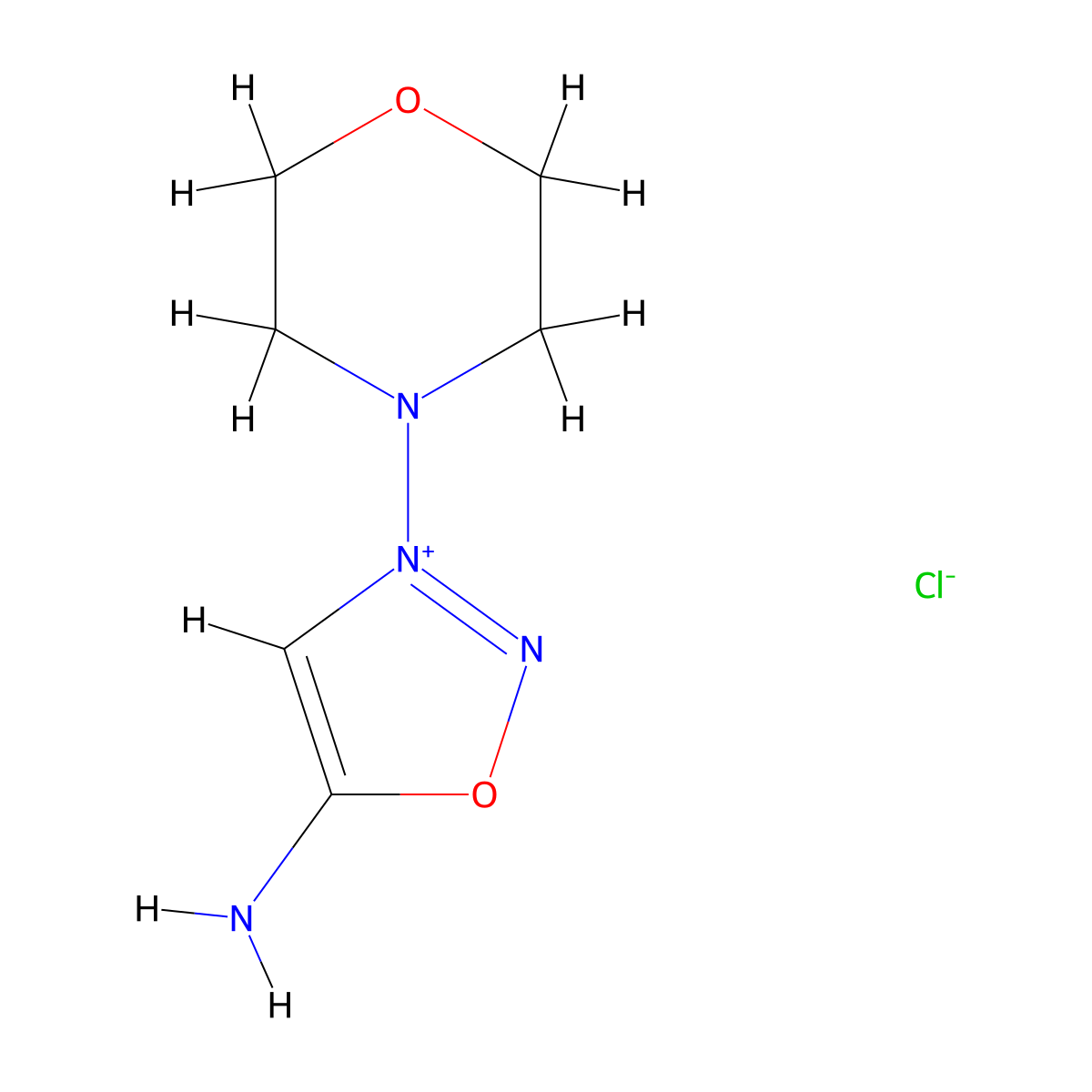 Linsidomine hydrochloride molecular structure, CAS 16142-27-1