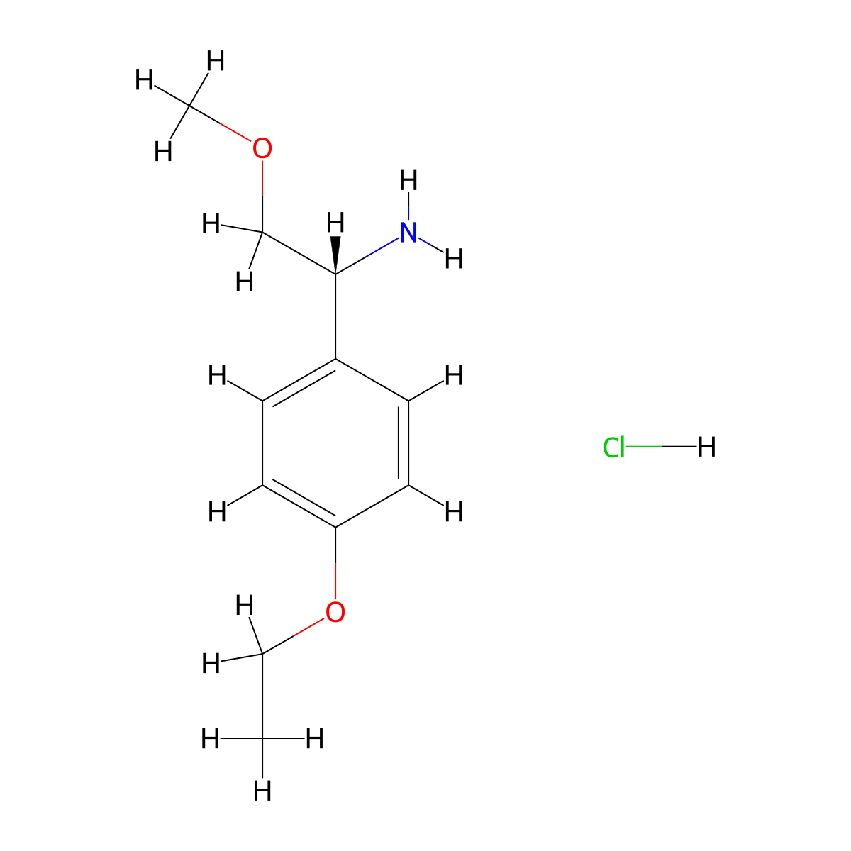 (1R)-1-(4-ethoxyphenyl)-2-methoxyethan-1-amine hydrochloride molecular structure, CAS 1614222-48-8