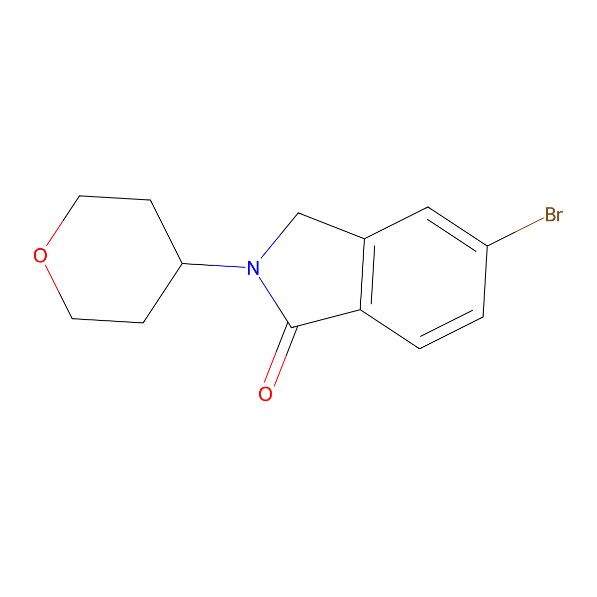 5-bromo-2-(tetrahydro-2H-pyran-4-yl)isoindolin-1-one molecular structure, CAS 1614234-06-8
