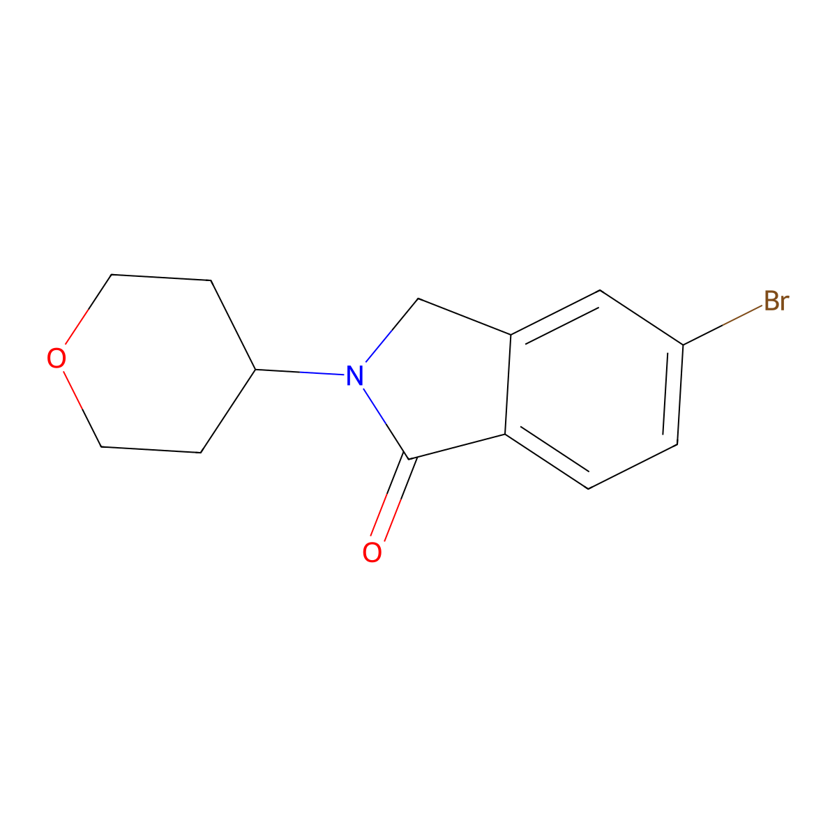 5-bromo-2-(tetrahydro-2H-pyran-4-yl)isoindolin-1-one molecular structure, CAS 1614234-06-8