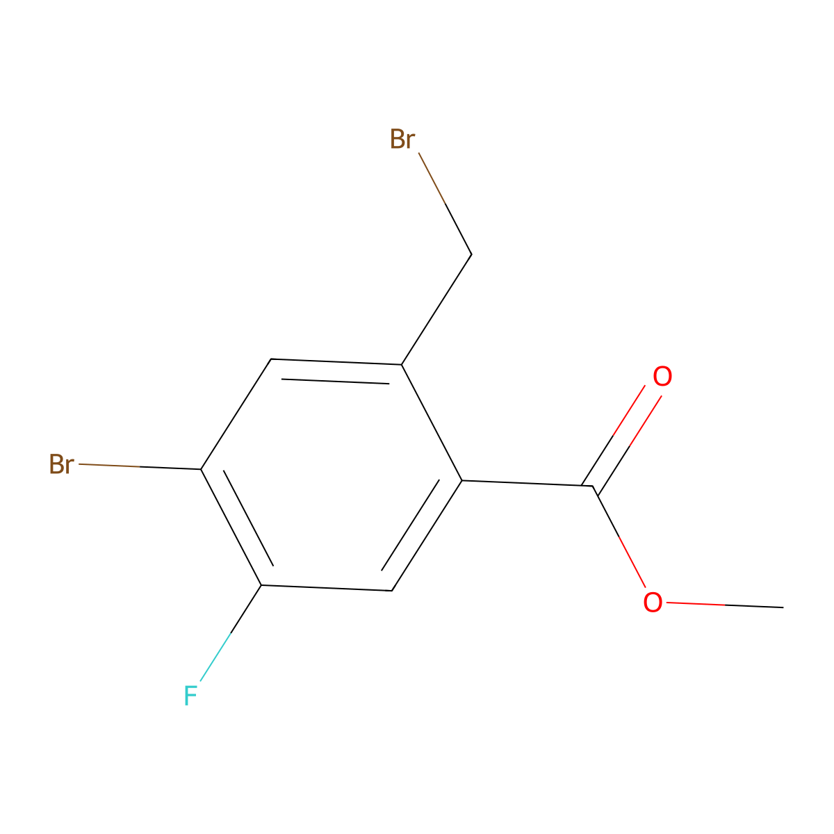 Methyl 4-bromo-2-(bromomethyl)-5-fluorobenzoate molecular structure, CAS 1614234-12-6