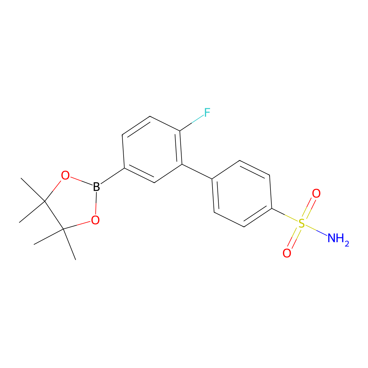 2'-Fluoro-5'-(4,4,5,5-tetramethyl-1,3,2-dioxaborolan-2-yl)-[1,1'-biphenyl]-4-sulfonamide molecular structure, CAS 1614246-19-3