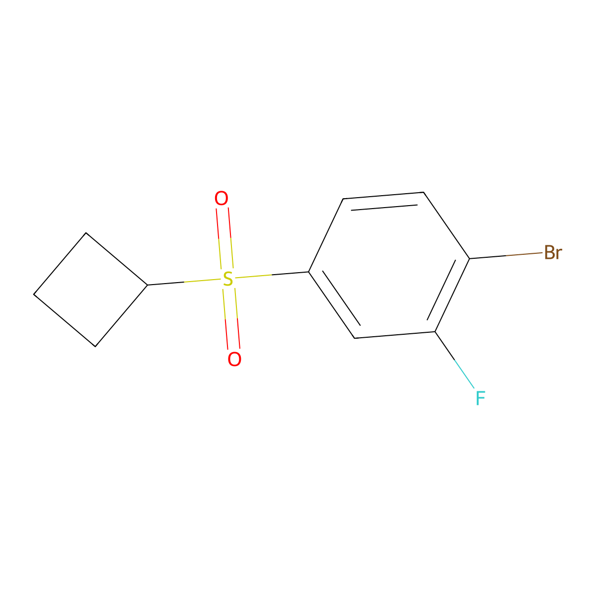 1-Bromo-4-(cyclobutylsulfonyl)-2-fluorobenzene molecular structure, CAS 1614246-40-0