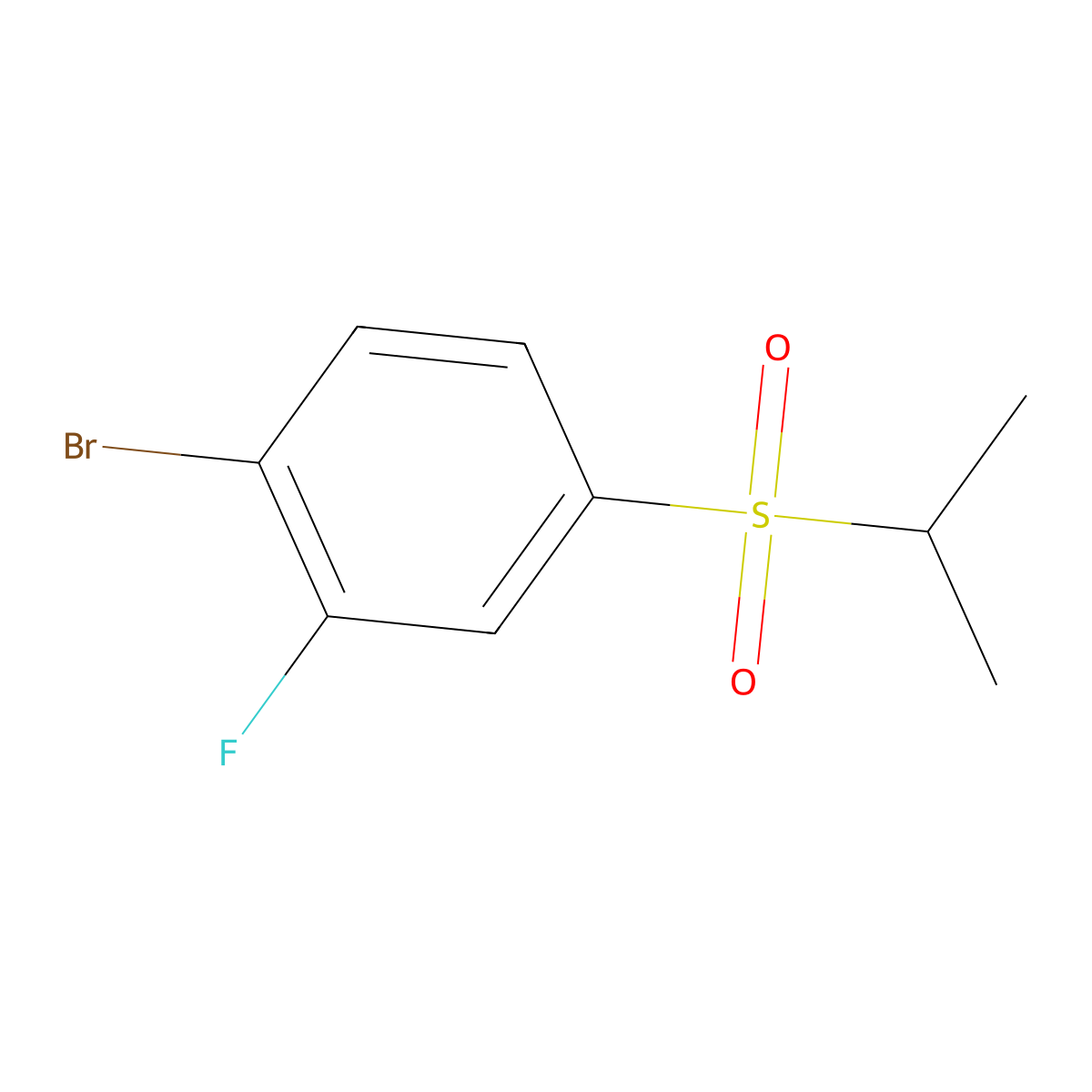 1-Bromo-2-fluoro-4-(isopropylsulfonyl)benzene molecular structure, CAS 1614246-46-6