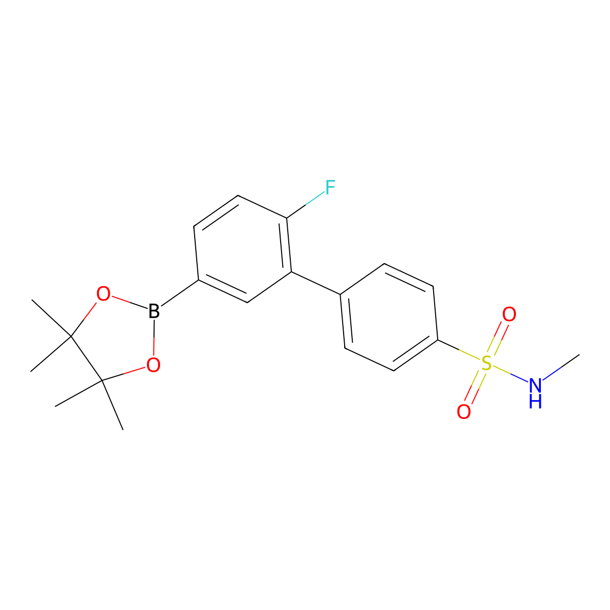 2'-Fluoro-N-methyl-5'-(4,4,5,5-tetramethyl-1,3,2-dioxaborolan-2-yl)-[1,1'-biphenyl]-4-sulfonamide molecular structure, CAS 1614246-55-7