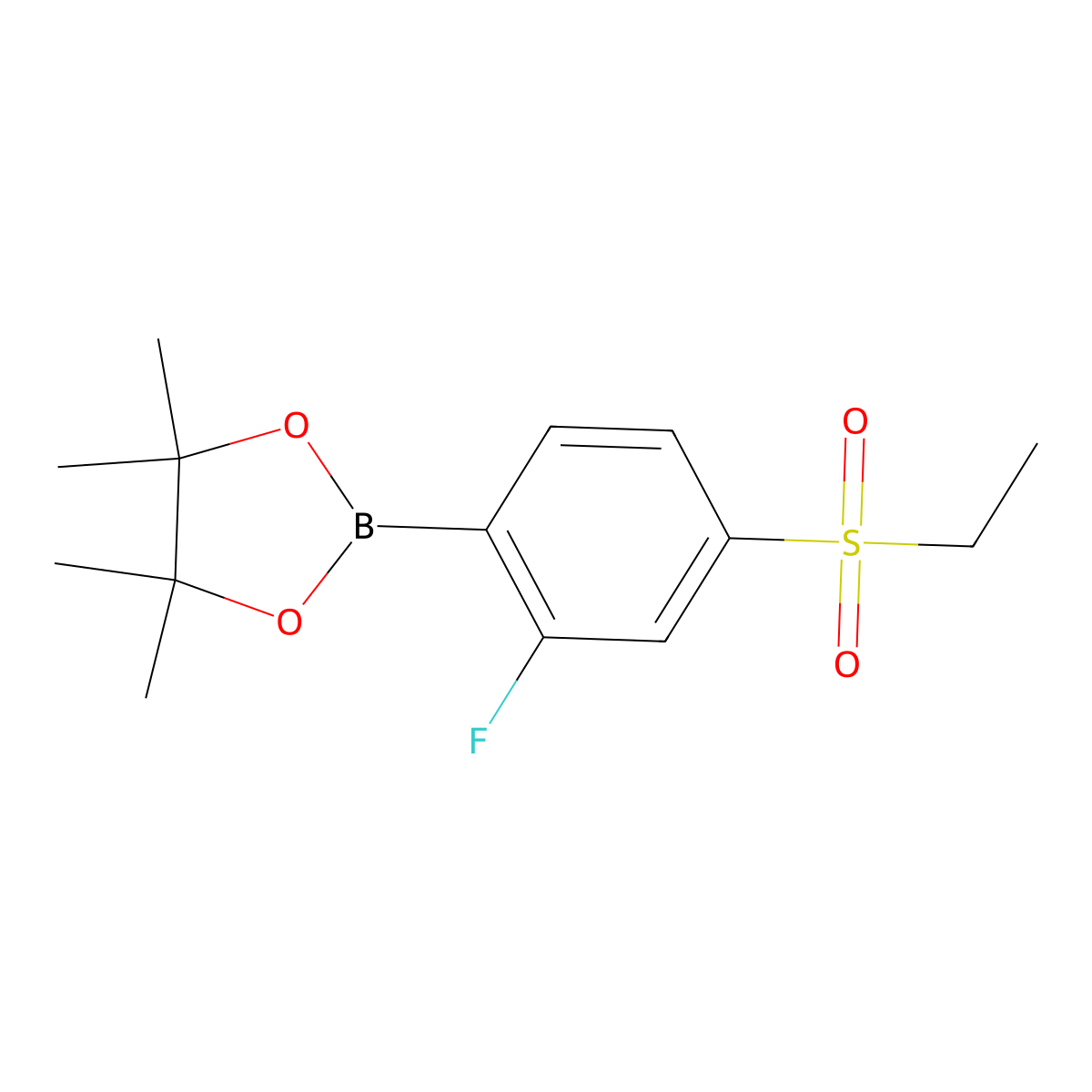 2-[4-(Ethylsulfonyl)-2-fluorophenyl]-4,4,5,5-tetramethyl-1,3,2-dioxaborolane molecular structure, CAS 1614246-56-8