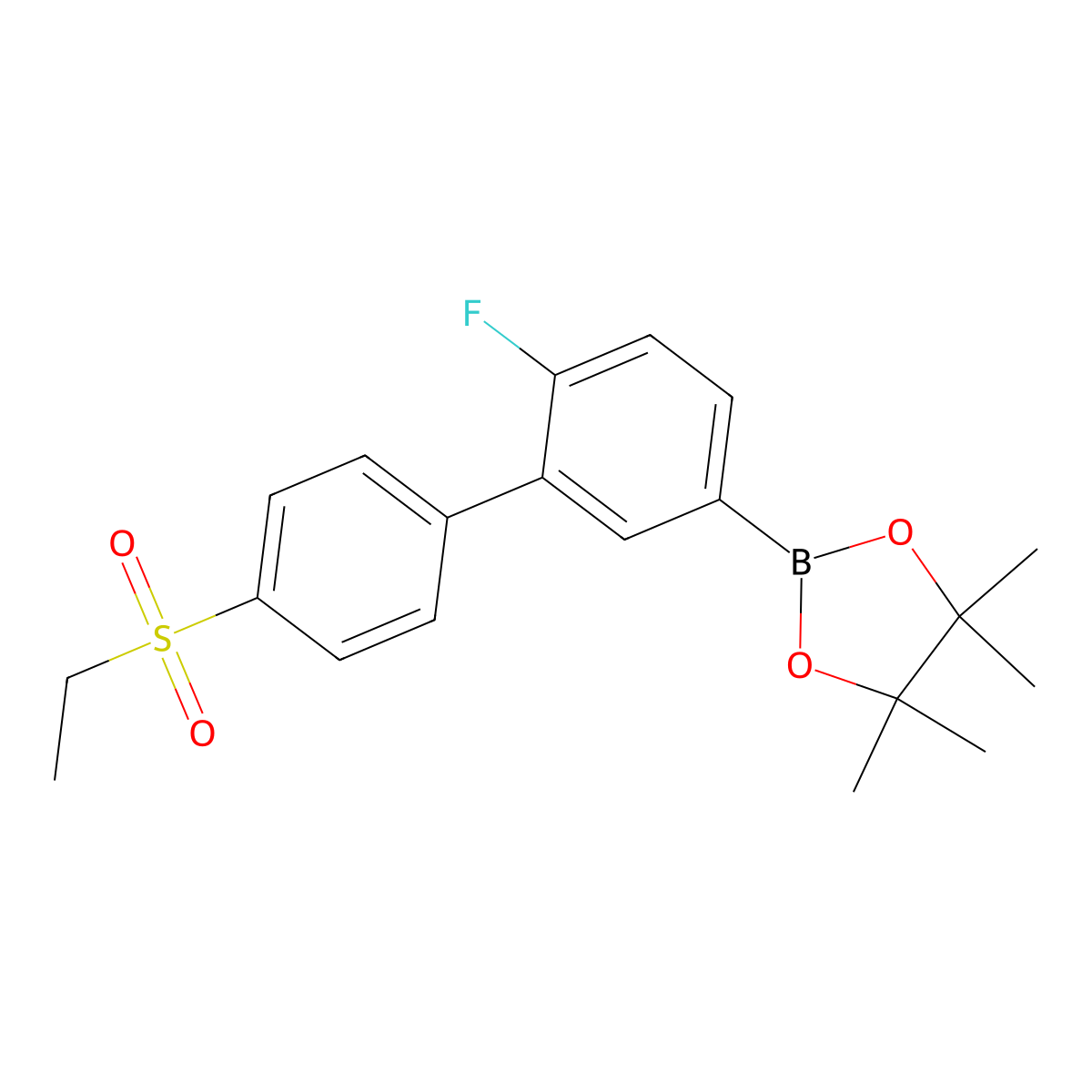 2-(4'-(Ethylsulfonyl)-6-fluoro-[1,1'-biphenyl]-3-yl)-4,4,5,5-tetramethyl-1,3,2-dioxaborolane molecular structure, CAS 1614246-59-1
